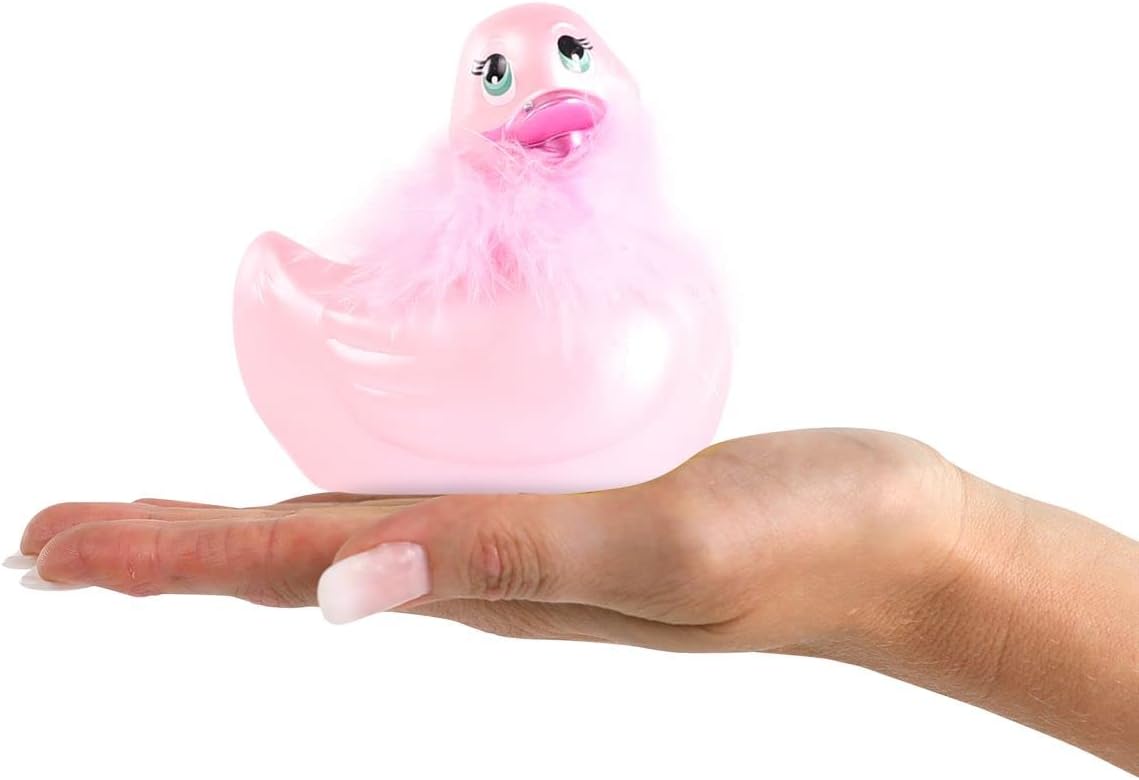 Vibrator I Rub My Duckie 2.0 Paris Pink - detaliu boa si cristal Swarovski