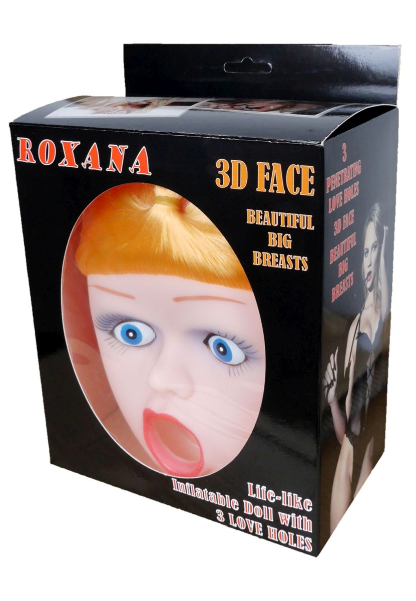 Cutie Papusa Gonflabila Roxana 3D, chip 3D si sani mari, 3 orificii de patrundere
