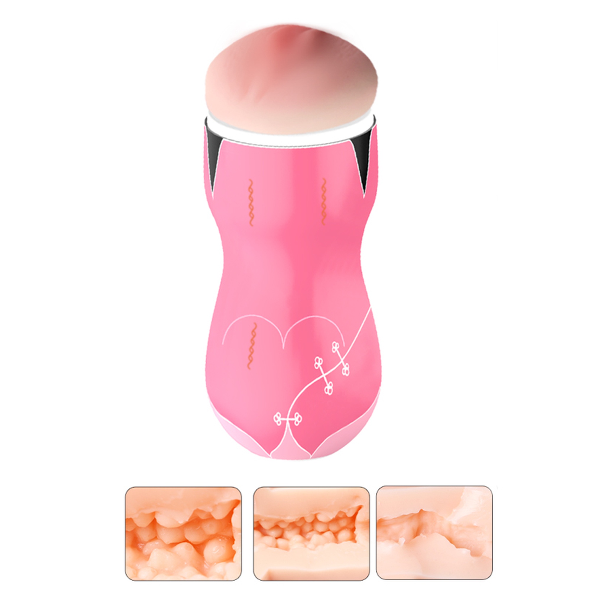 Masturbator Fox, unghi diagonal cu deschiderea circulara si canalul interior vizibil