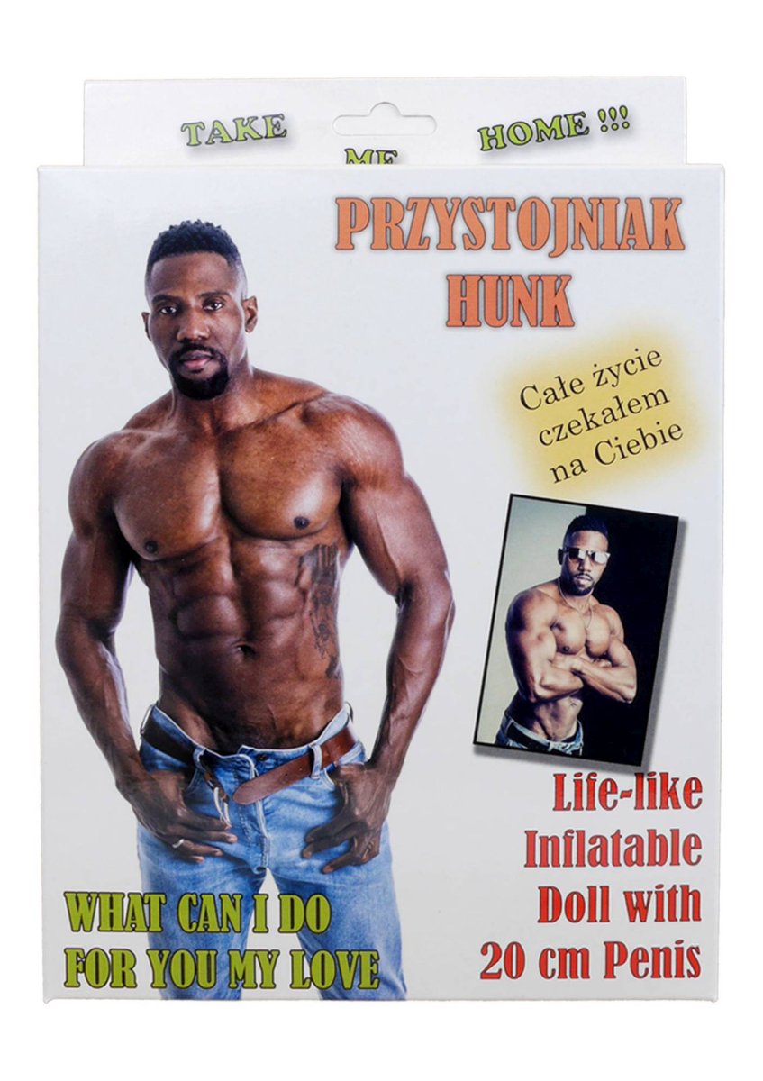 Detaliu cutie Papusa Gonflabila Hunk, cu specificatia 1 penetrating love hole