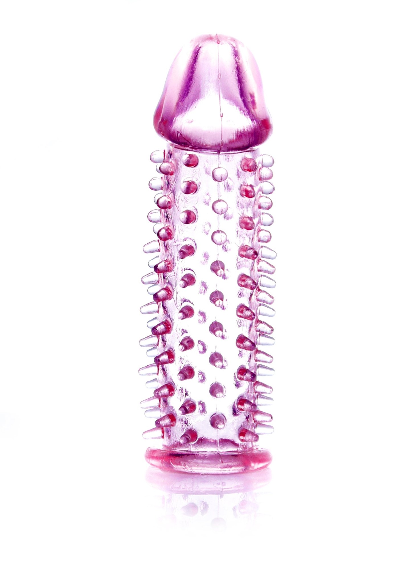 Stimulator Penis Sleeve cu tepi Roz, vedere laterala cu inelul de la baza