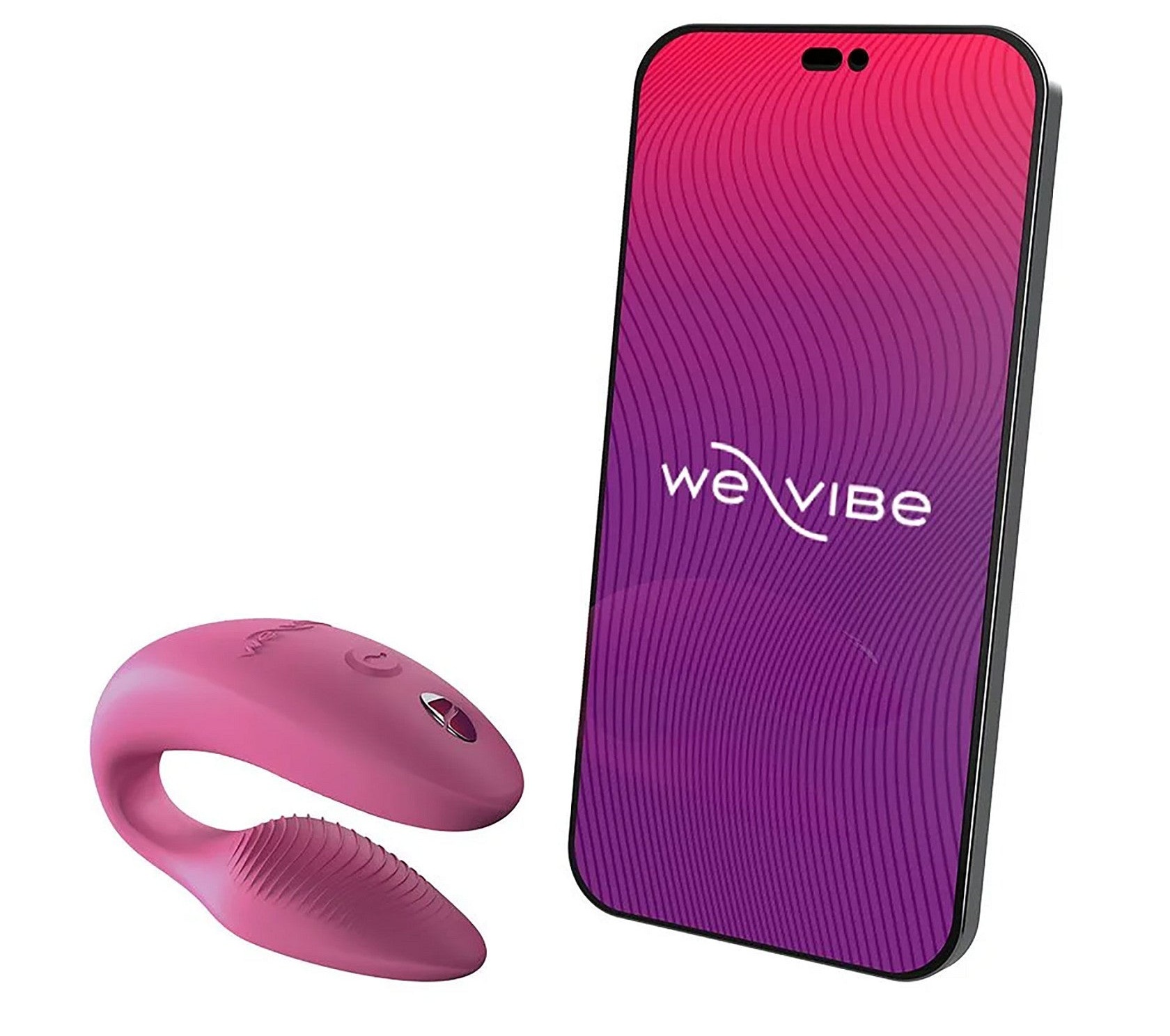 We-Vibe Sync 2 roz cu aplicatia We-Connect pe telefon