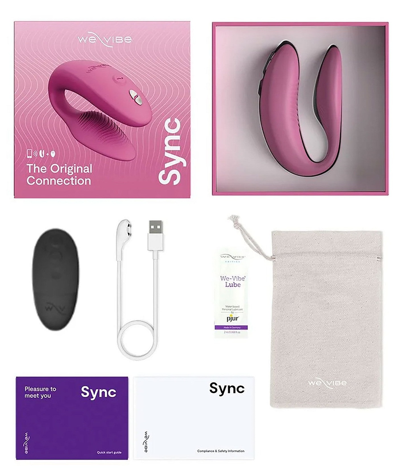Continutul pachetului We-Vibe Sync 2 roz