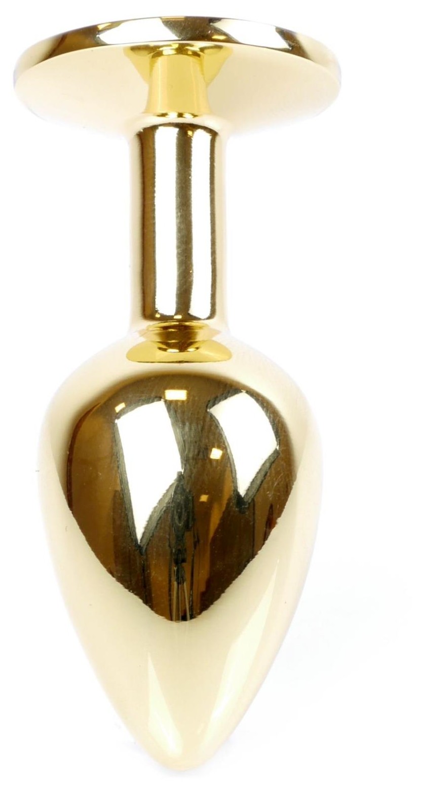 Dop Anal Plug Jewellery Gold Red, vedere din profil, forma conica aurie