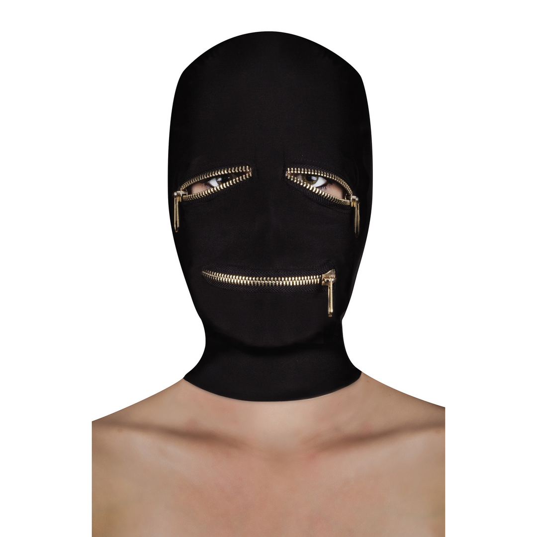 Masca Extreme Zipper Mask Ouch cu Fermoare la Ochi si Gura Negru