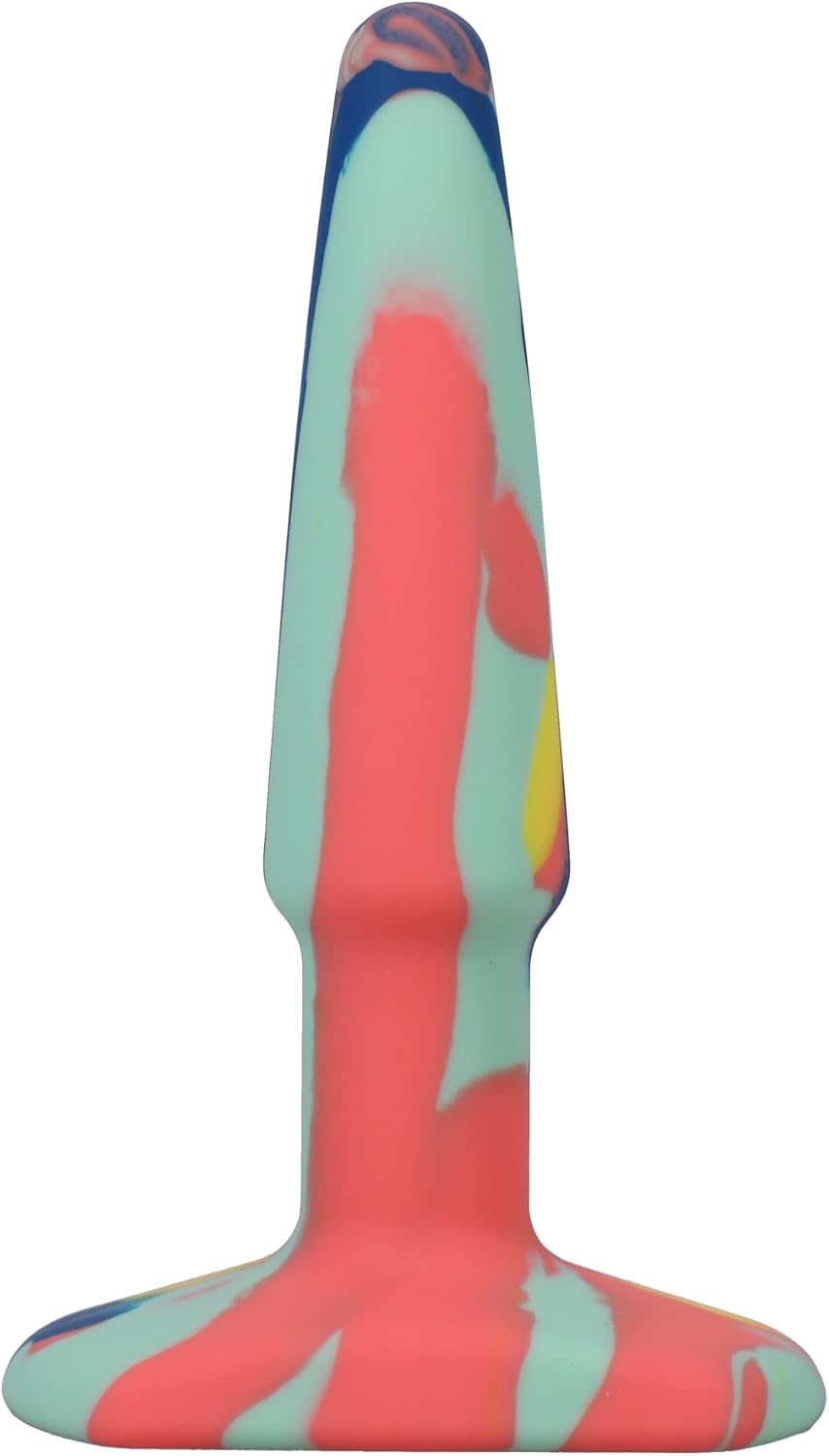 Plug anal Groovy multicolor, model unic in nuante de menta, coral, galben si bleumarin