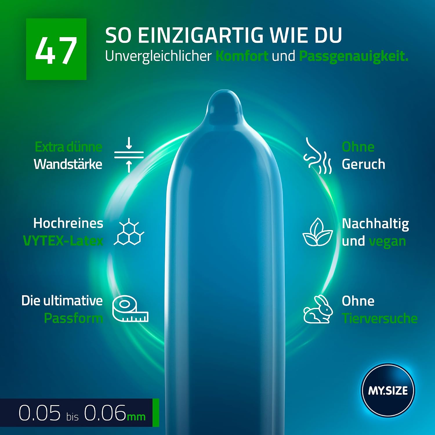 Prezervative MySize PRO 47mm grosime perete extra subtire latex VYTEX vegan fara testare pe animale