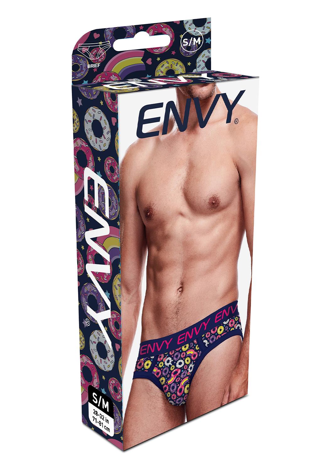 Chiloti Barbati Envy Menswear Unicorn si Donuts Bleumarin - detaliu imprimeu gogosi colorate