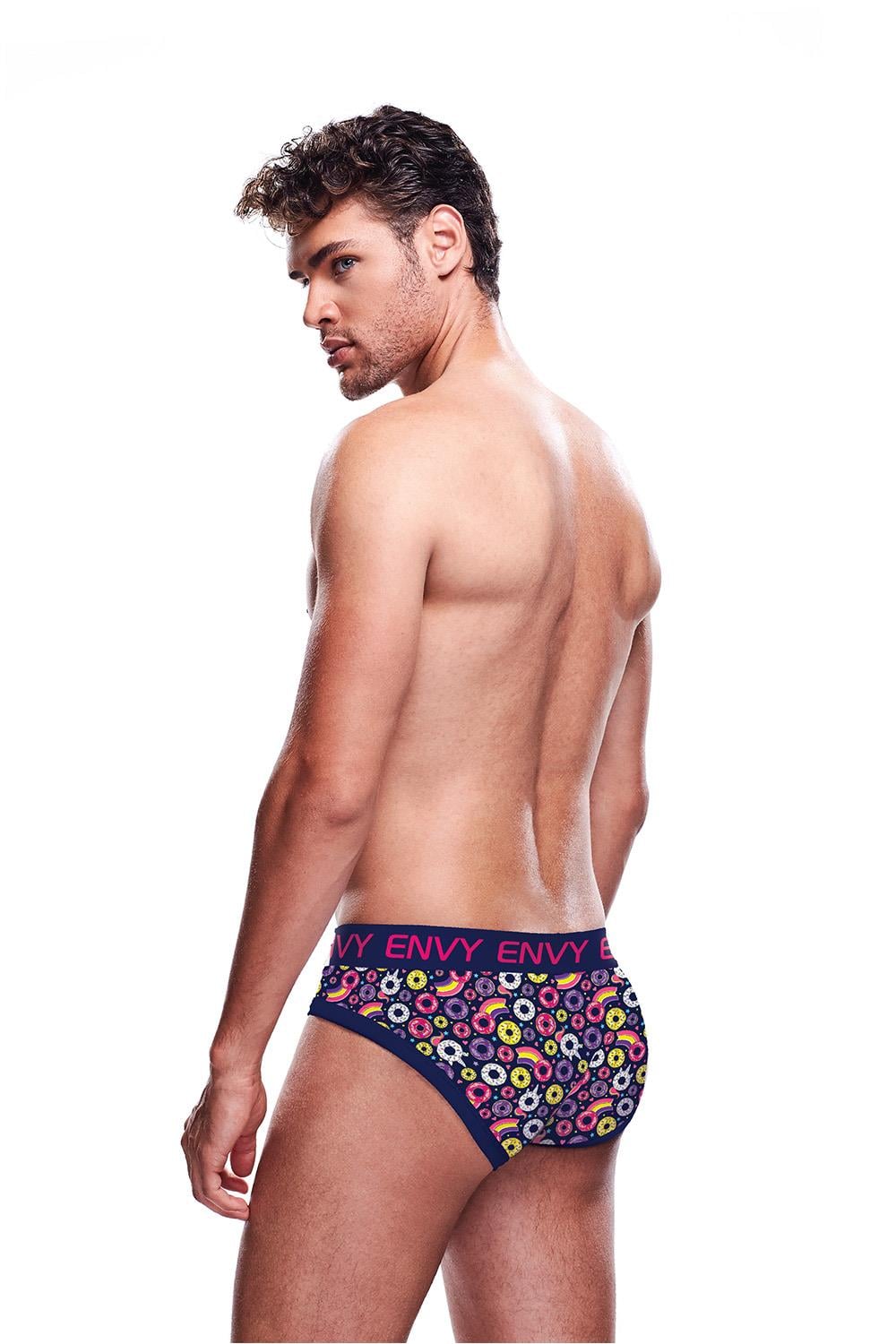 Chiloti Barbati Envy Menswear Unicorn si Donuts Bleumarin - vedere spate, banda elastica Envy