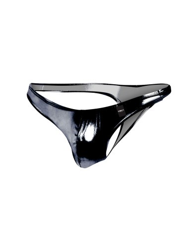 Tanga barbateasca CUT4MEN Provocative Skai negru, decupaj frontal