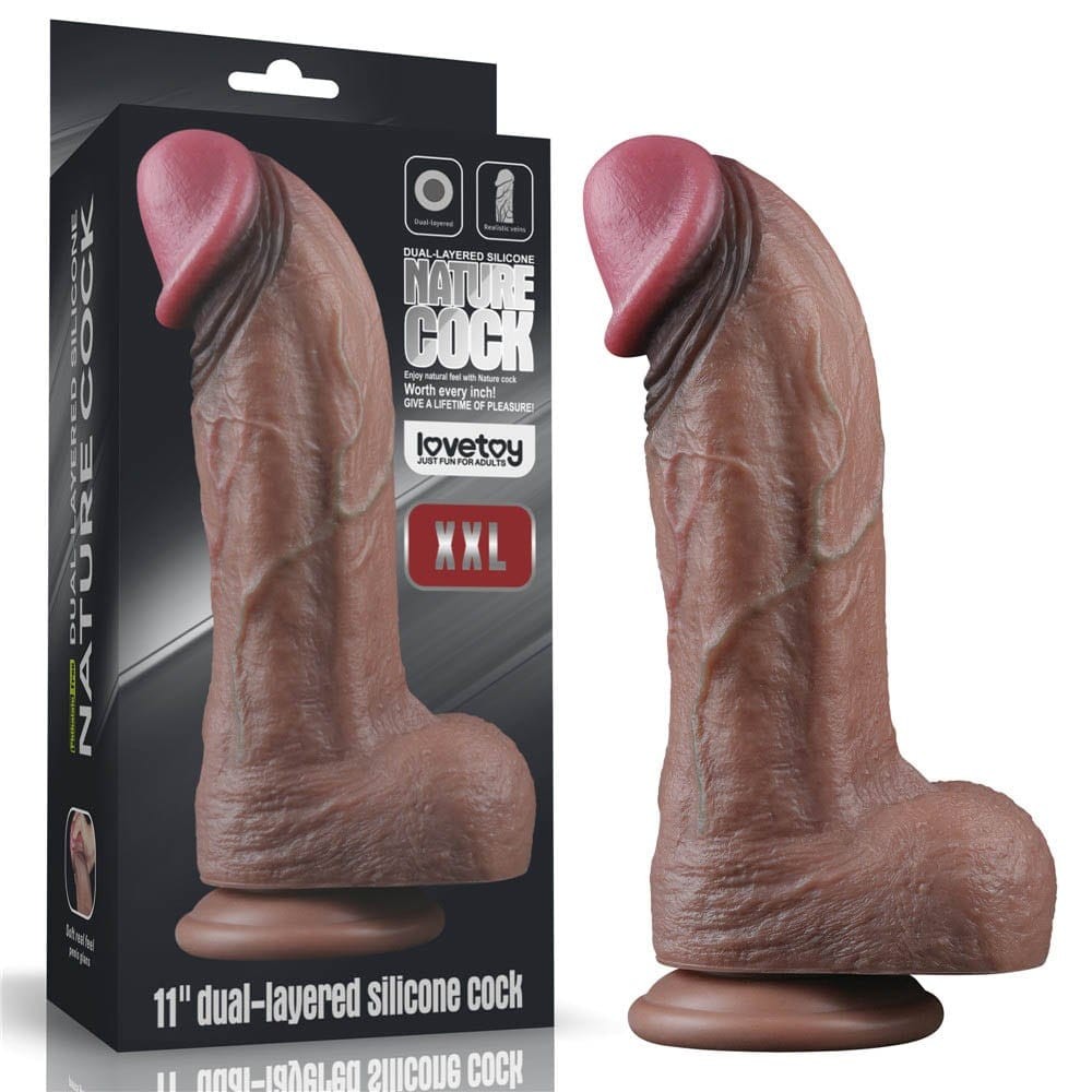 Dildo realist Lovetoy Nature Cock maro langa cutia originala de vanzare