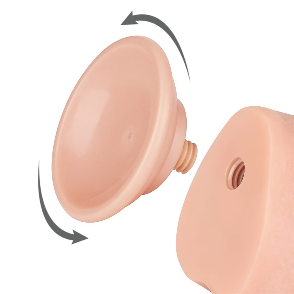 Baza ventuza detasabila a dildo-ului Lovetoy Sliding Skin 9.5 inch, cu filet vizibil
