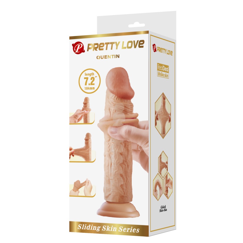 Dildo realist Pretty Love Quentin natural langa cutia originala, seria Sliding Skin