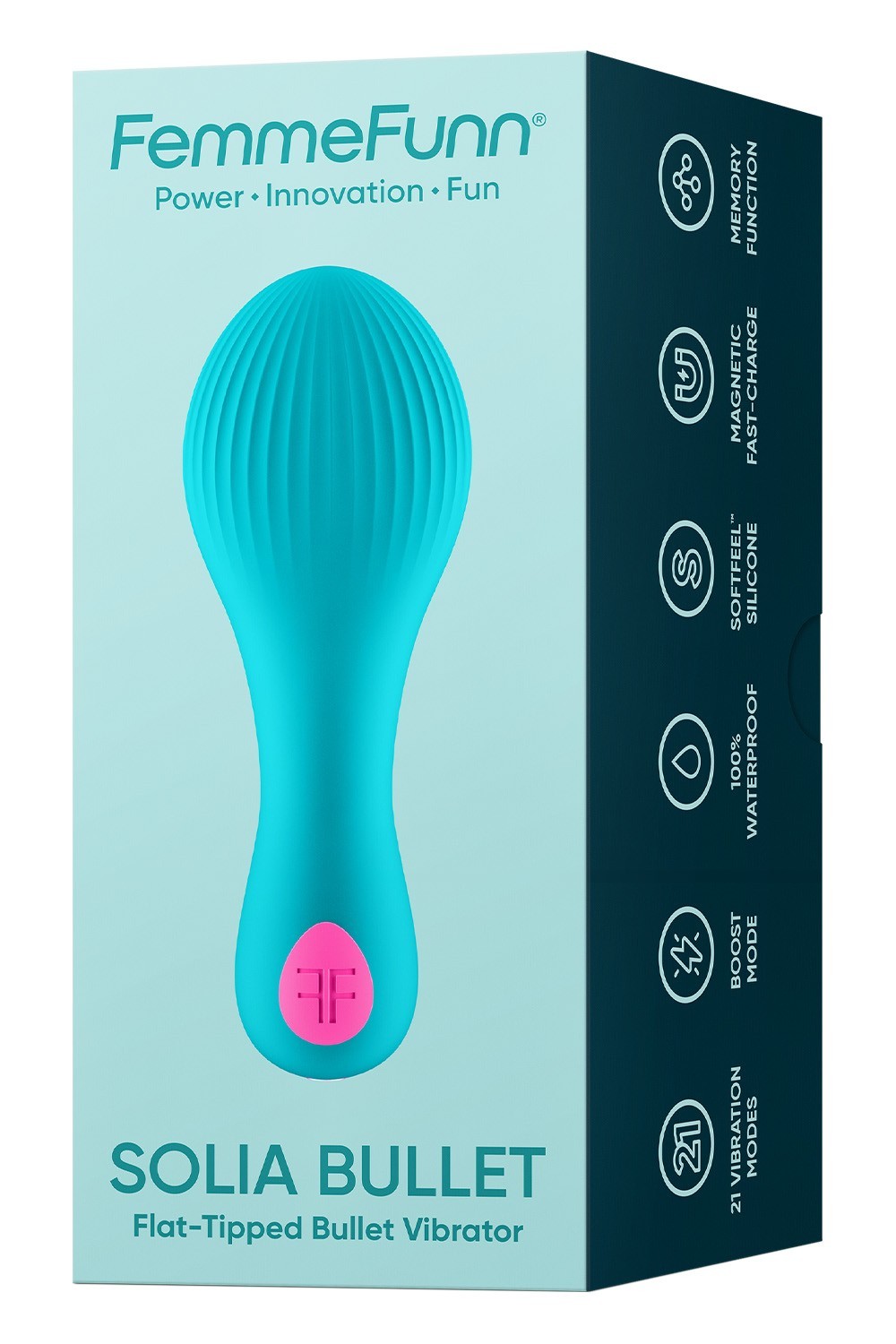 Vibrator Bullet Femme Funn Solia turcoaz, cutie ambalaj