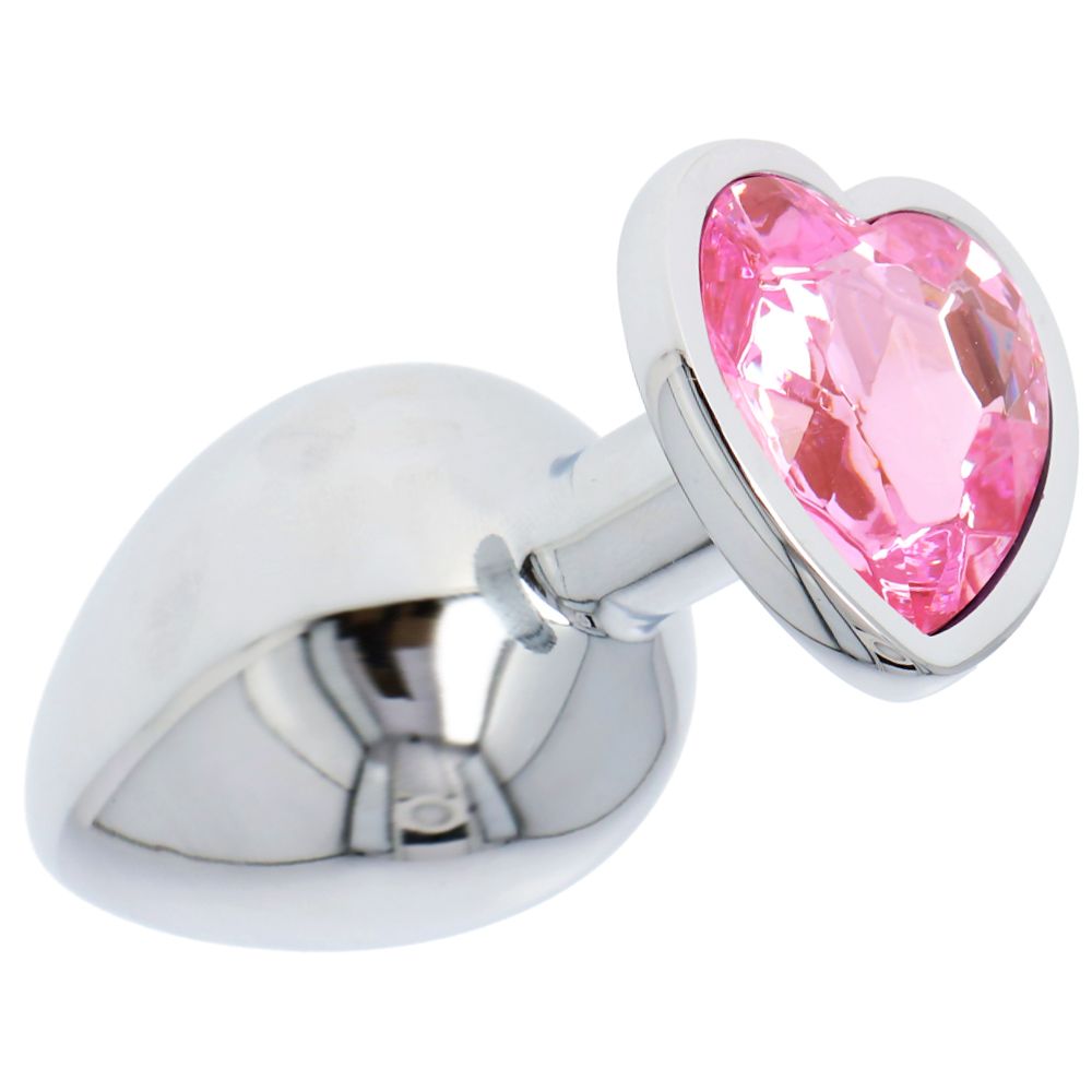 Plug anal metalic Heart Jewel roz, vedere din unghi opus