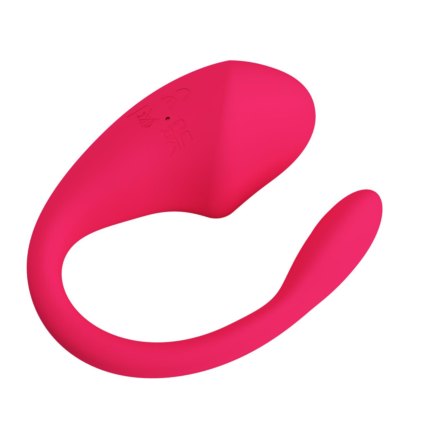 Vibrator purtabil Romance Thalia, vedere din fata cu partea externa mai lata si bratul subtire