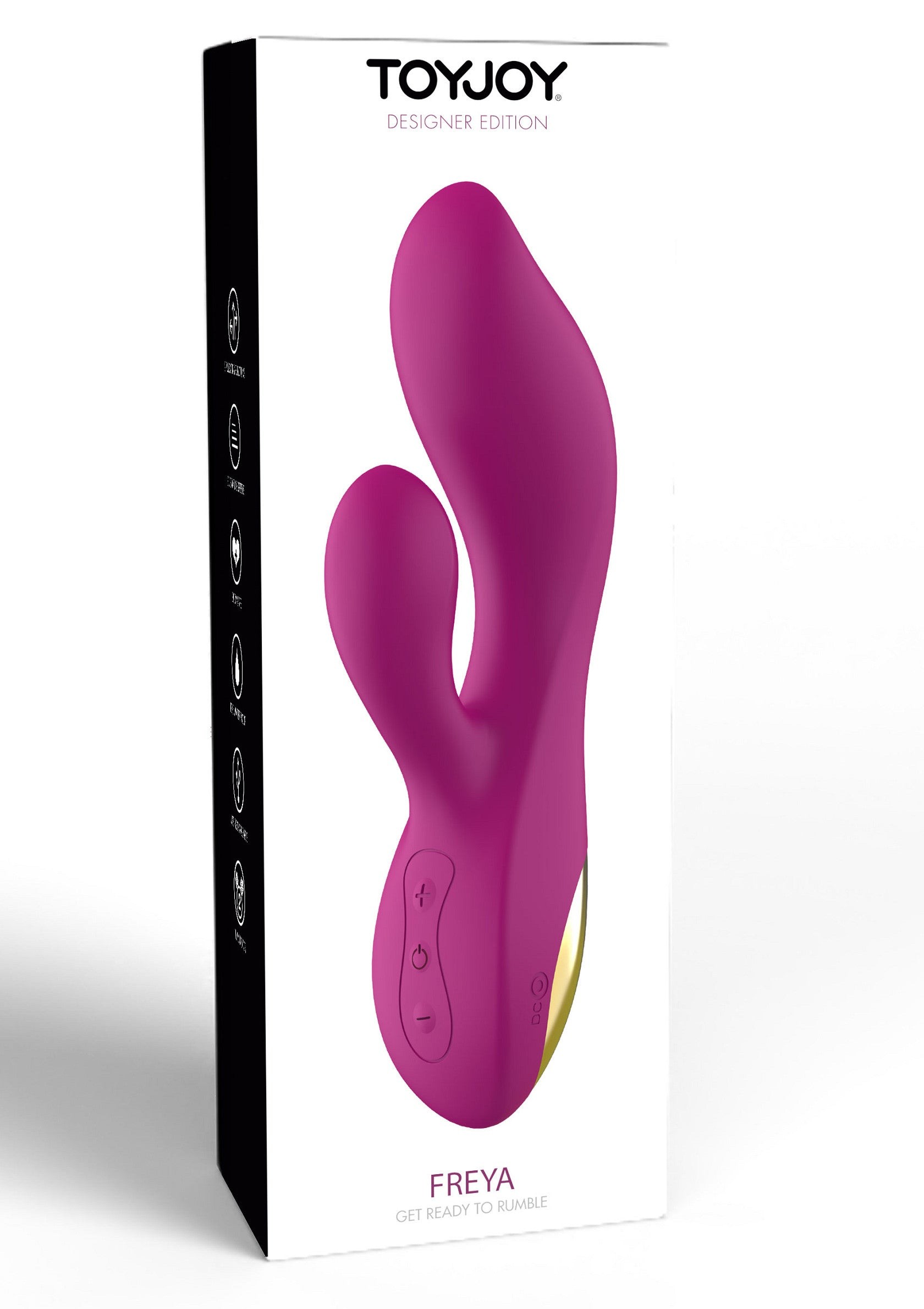 Vibrator Rabbit ToyJoy Freya Rumble, Roz, detaliu