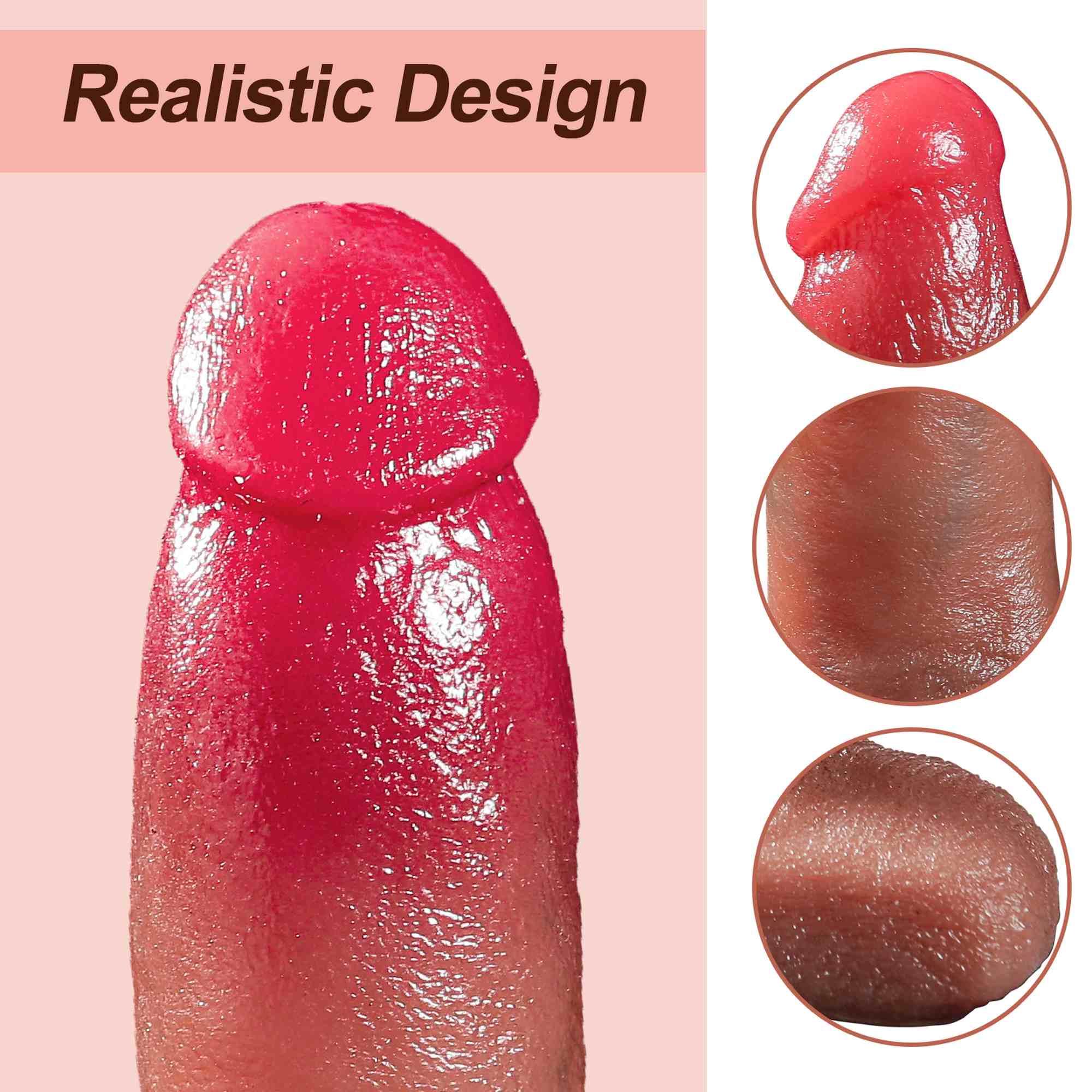Detaliu al designului realist al vibratorului B-Series, cu textura fina si glandul in relief