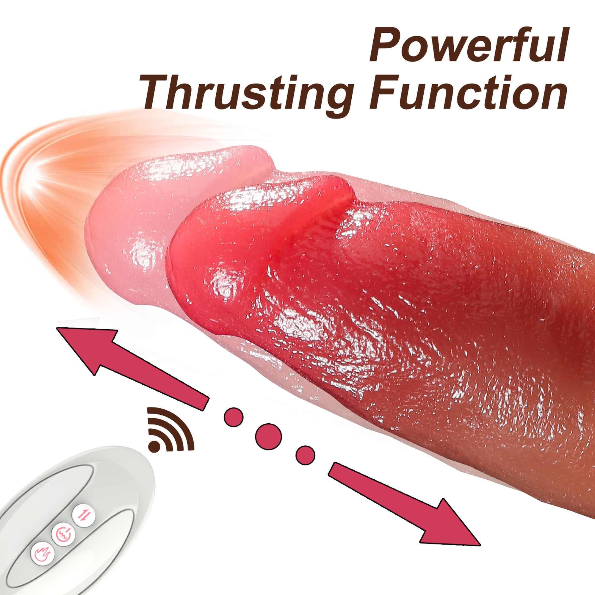 Functia de impingere a vibratorului realist B-Series, miscare de dus-intors controlata de la distanta