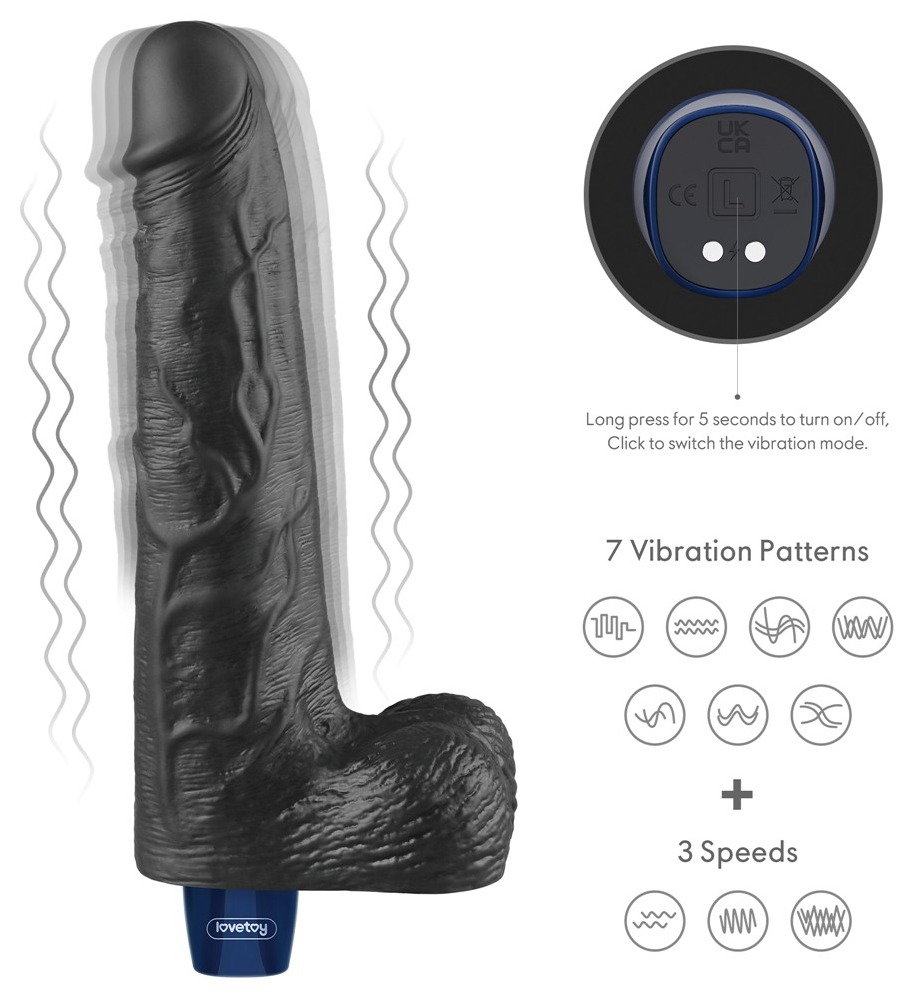 Butonul unic si cele 7 tipare de vibratie plus 3 viteze ale vibratorului Real Softee