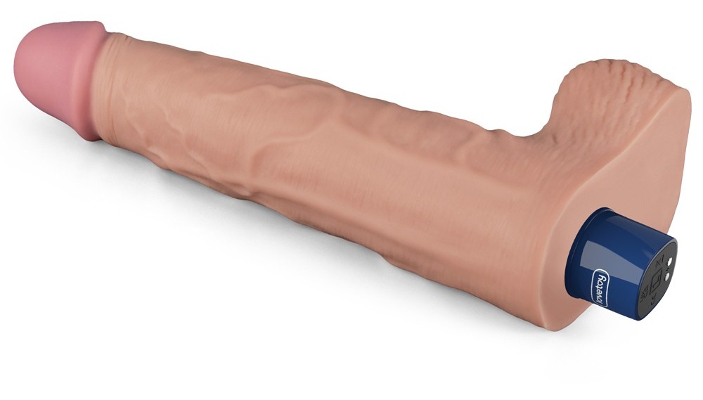 Vibrator Lovetoy Real Softee natural din profil, cu baza si portul de incarcare magnetica