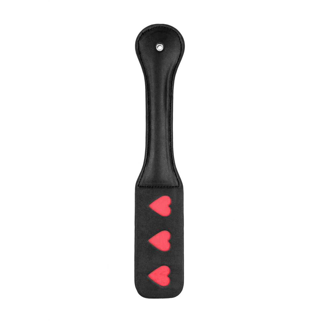 Paddle Hearts Ouch by Shots Piele PU Negru