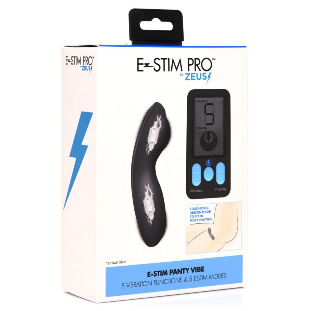 E-Stim Panty Vibe cu Telecomanda, XR Brands Zeus Electrosex, Negru, ambalaj original E-Stim Pro by Zeus