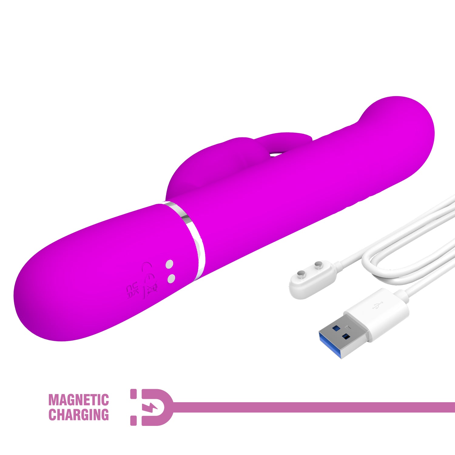 Vibrator Rabbit Coale Pretty Love Roz cu cablu de incarcare magnetica USB