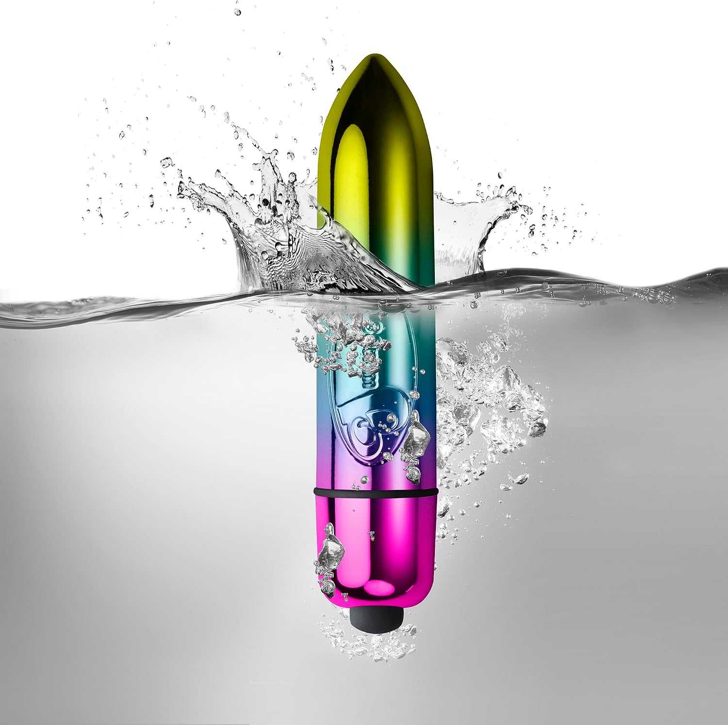 Mini Vibrator Rocks Off RO-80mm Rainbow, demonstratie rezistenta la apa