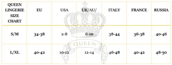 Queen Lingerie, tabel de marimi S/M si L/XL
