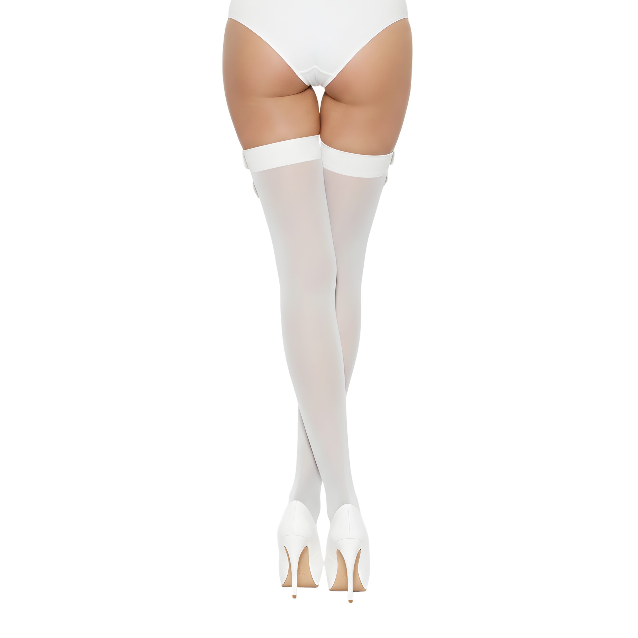 Ciorapi opachi Lace by LJ Alb, detaliu fundita din satin