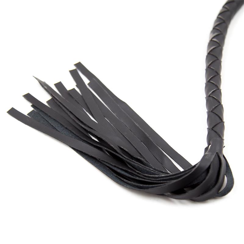 Bici Long Whip Negru LateToBed, gros plan suvite flogger