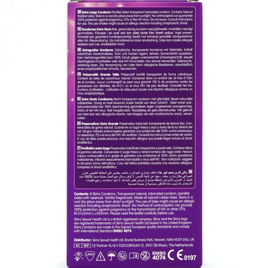 Verso cutiei Skins Extra Large, cu certificare ENISO 4074