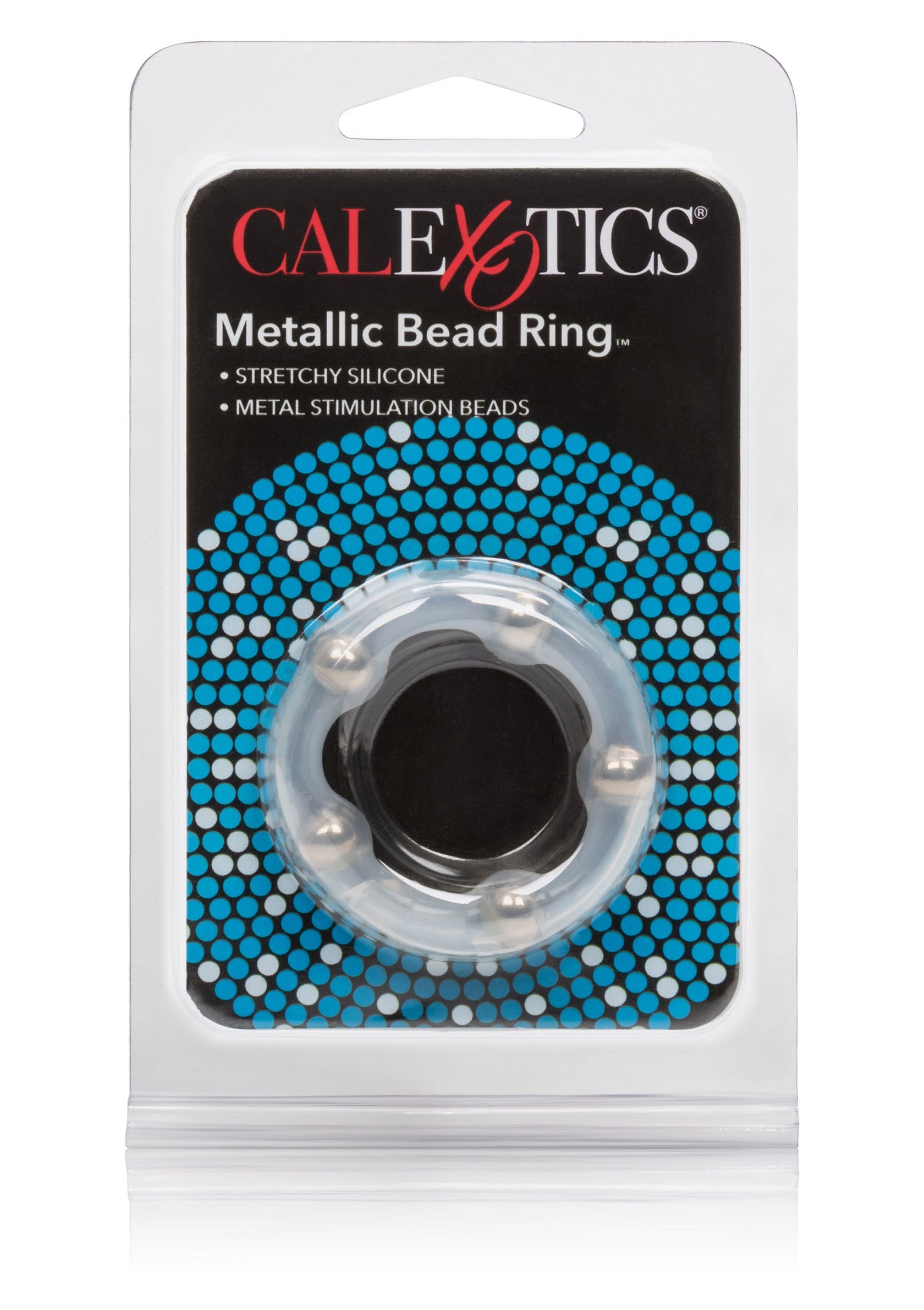 Inel penis din silicon cu bile metalice CalExotics transparent, ambalaj original