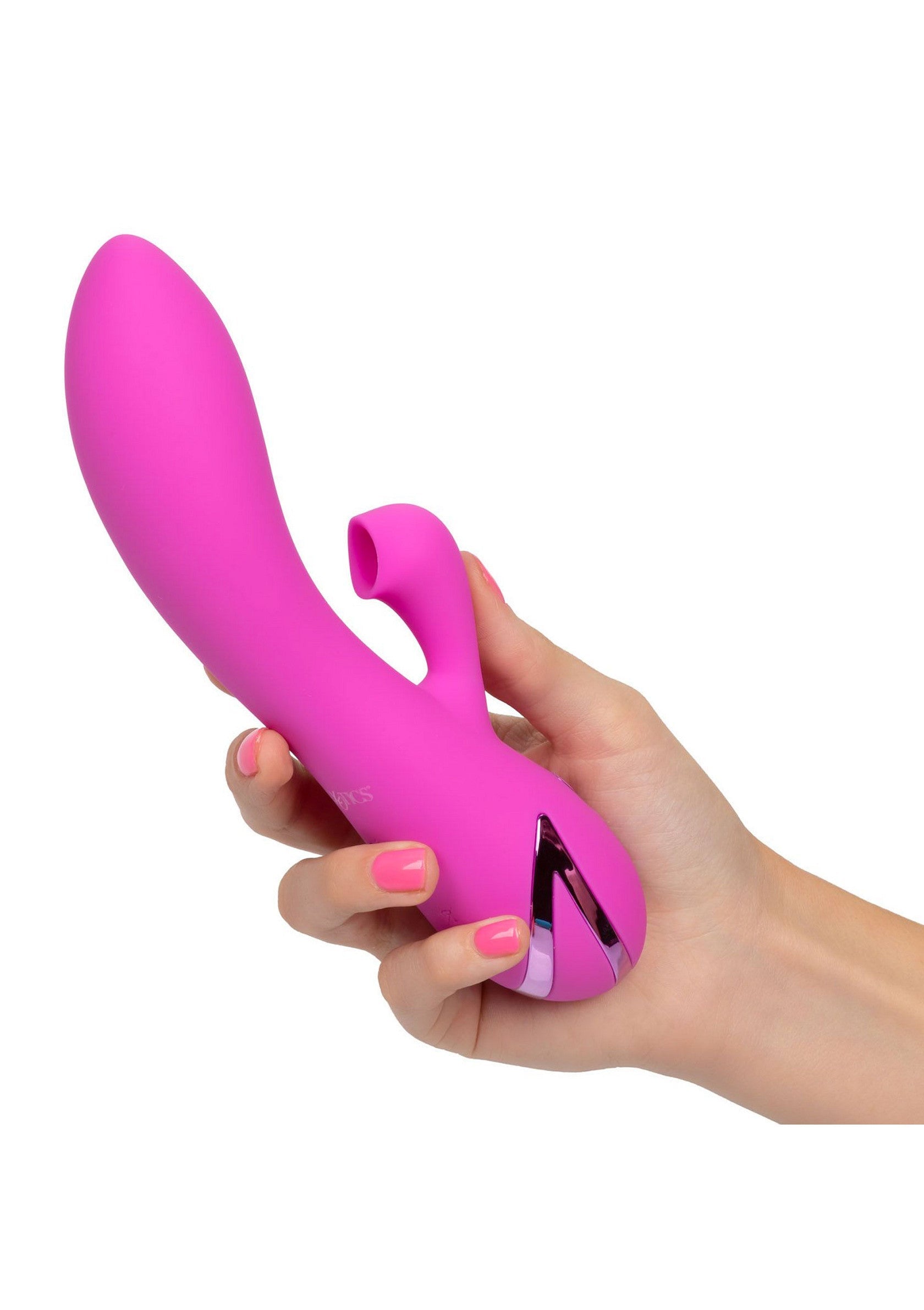 Vibrator cu suctiune si vibratie Malibu Minx CalExotics roz, vedere de sus