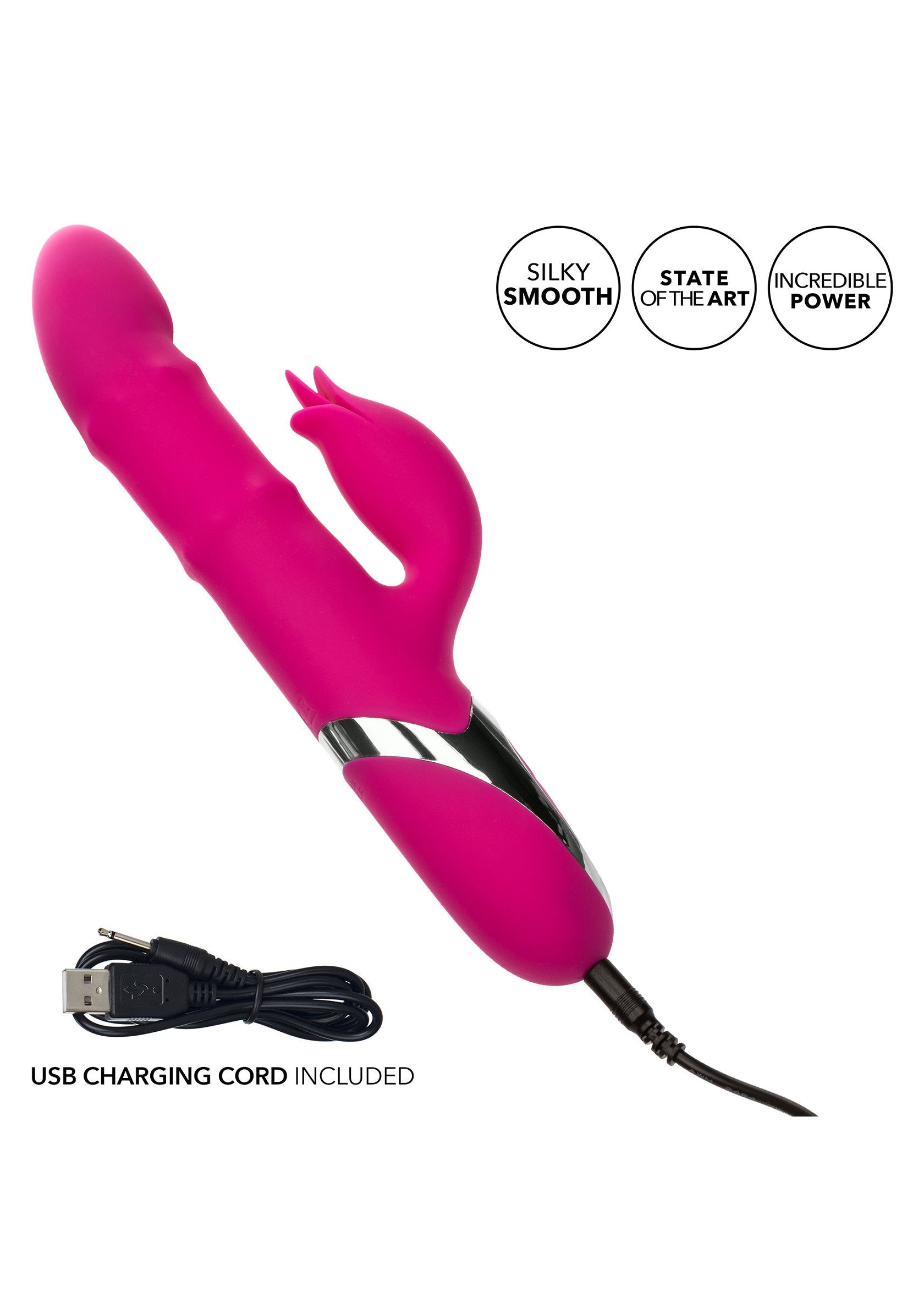 Vibrator rabbit cu bile si miscare ritmica Enchanted Embrace CalExotics roz, detaliu panou control
