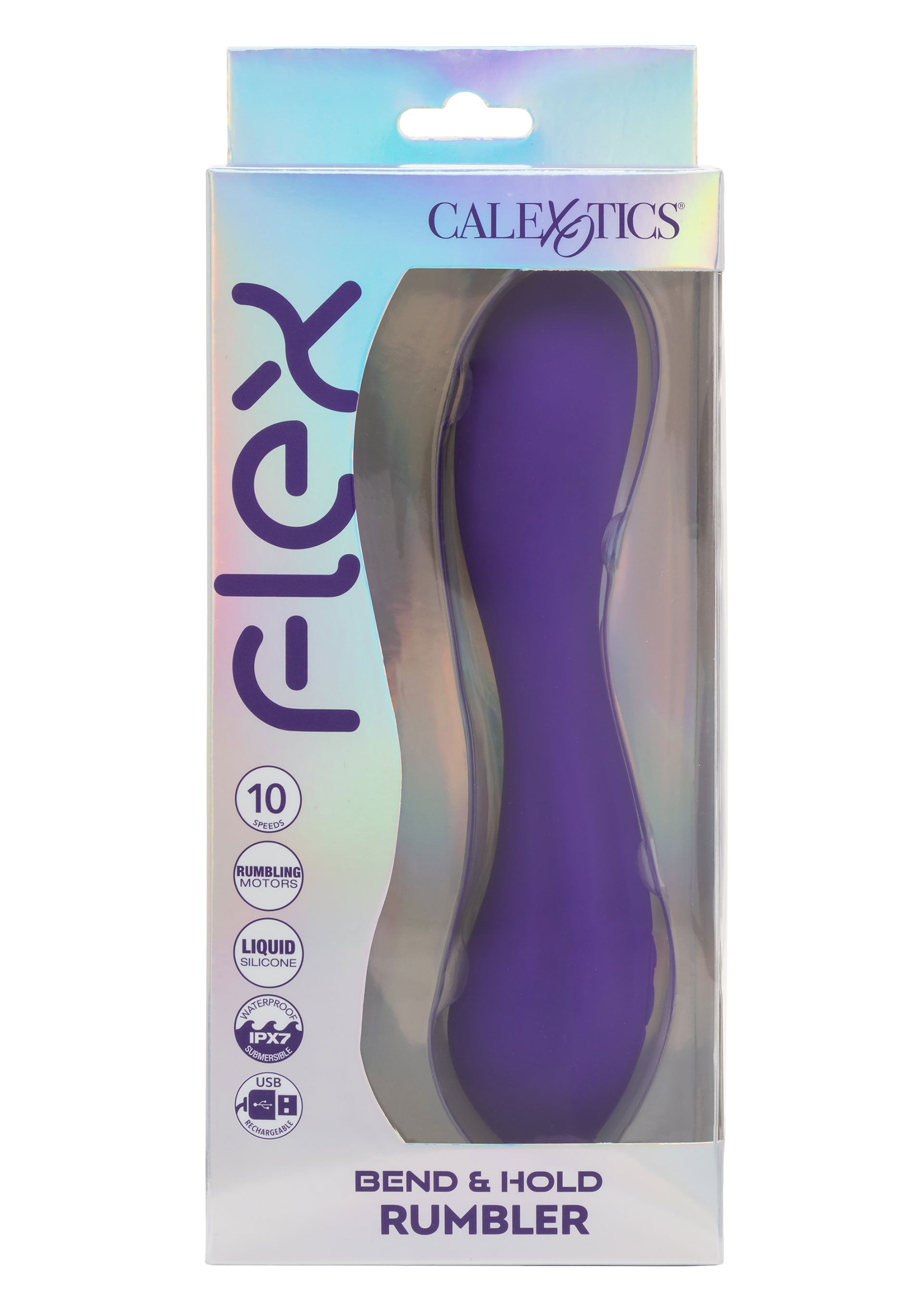 Vibrator flexibil Bend and Hold Rumbler CalExotics mov, detaliu varf rotunjit