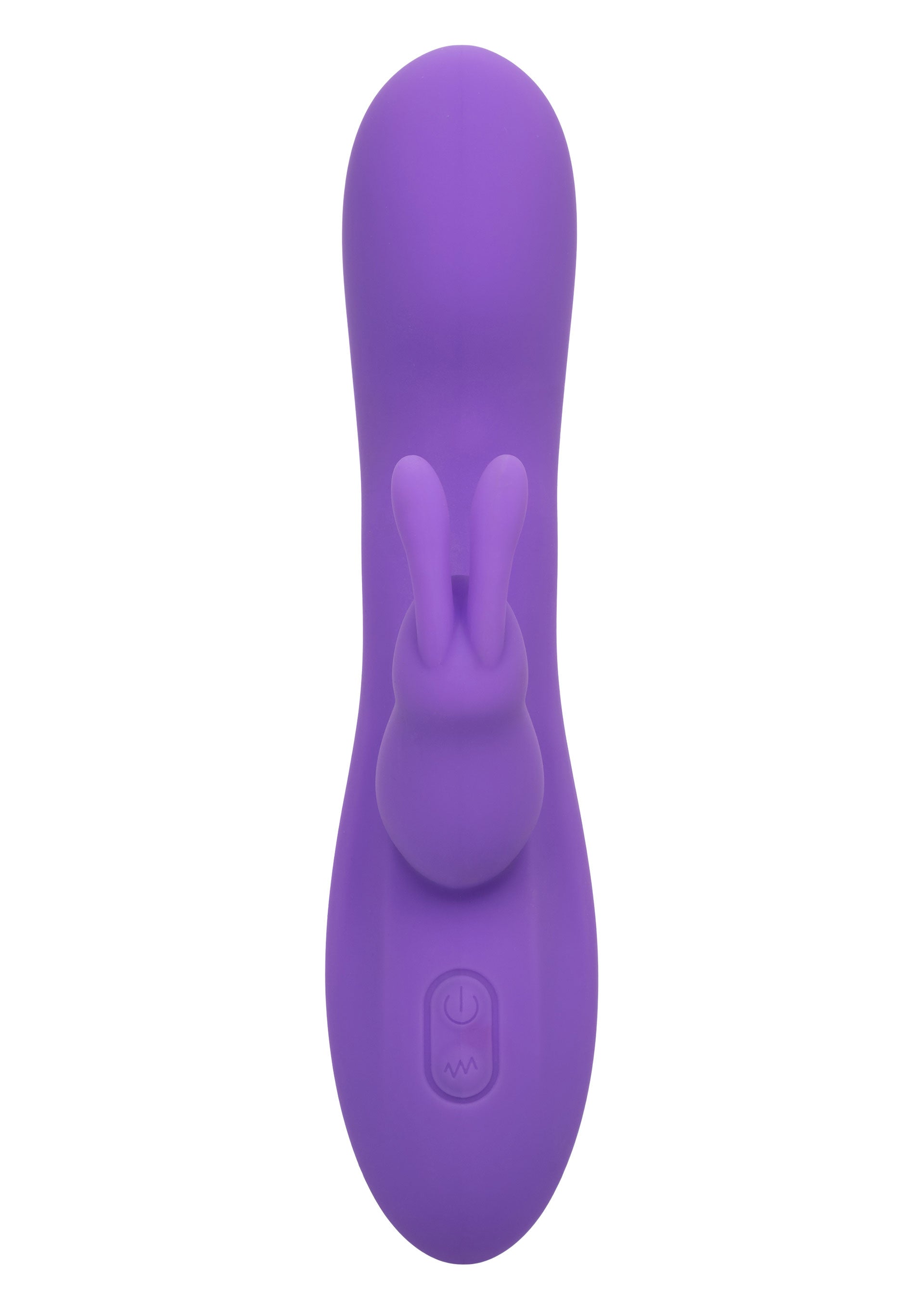 Vibrator rabbit flexibil Bend and Hold Double Rumbler CalExotics mov, detaliu ureche de iepuras