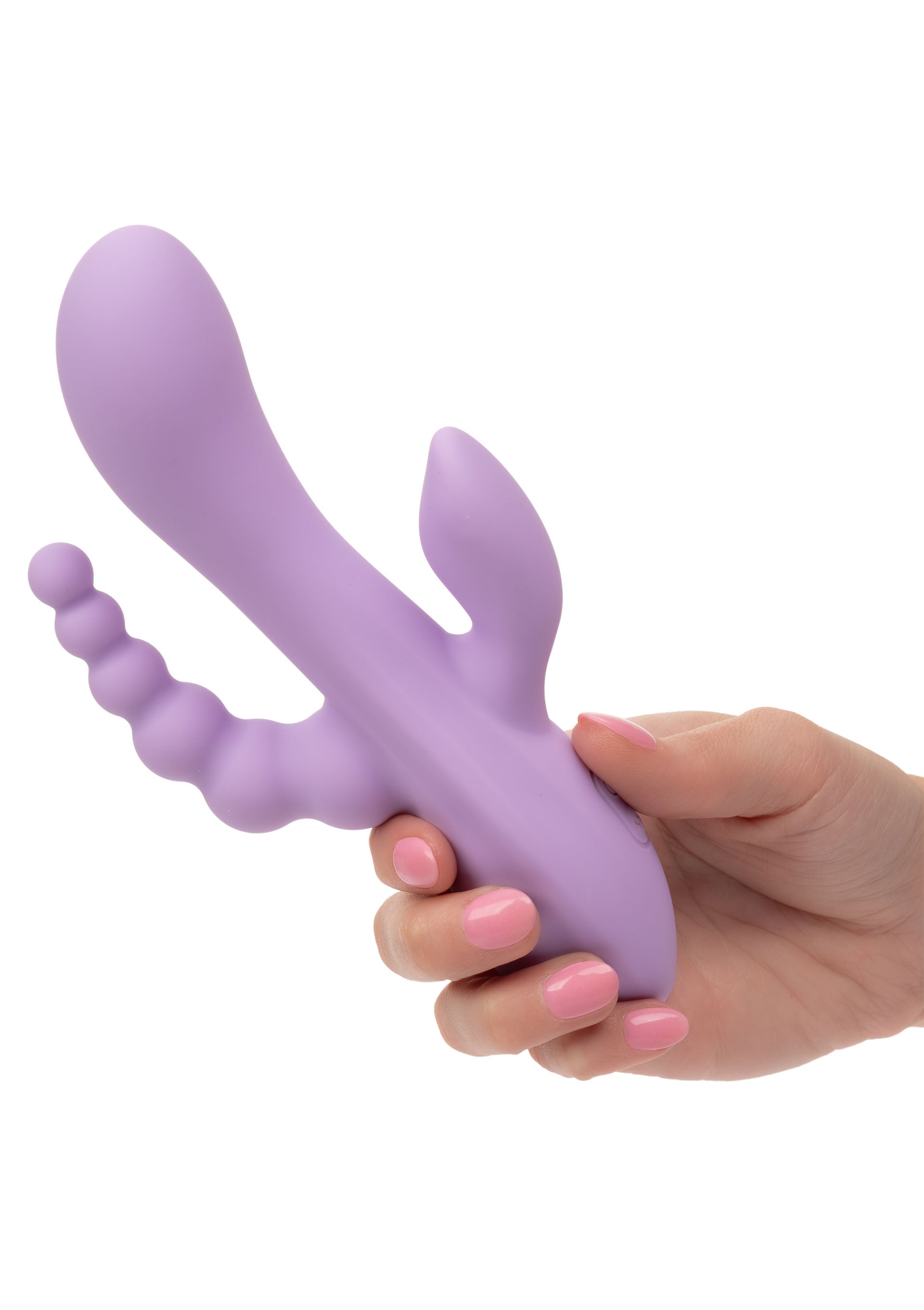 Vibrator triplu flexibil Bend and Hold Rumbler CalExotics mov, vedere completa