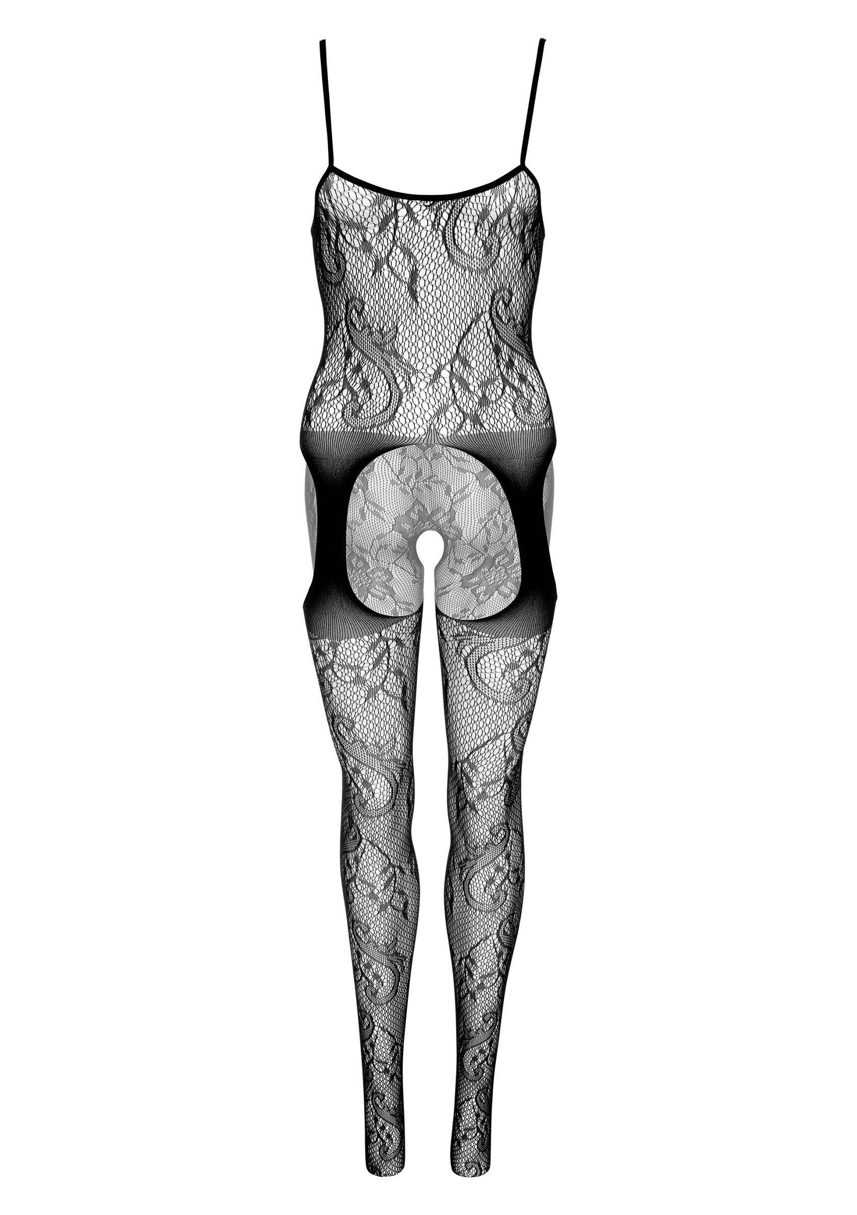 Body dres cu model floral paisley si jartiera Daring Intimates negru, detaliu talie