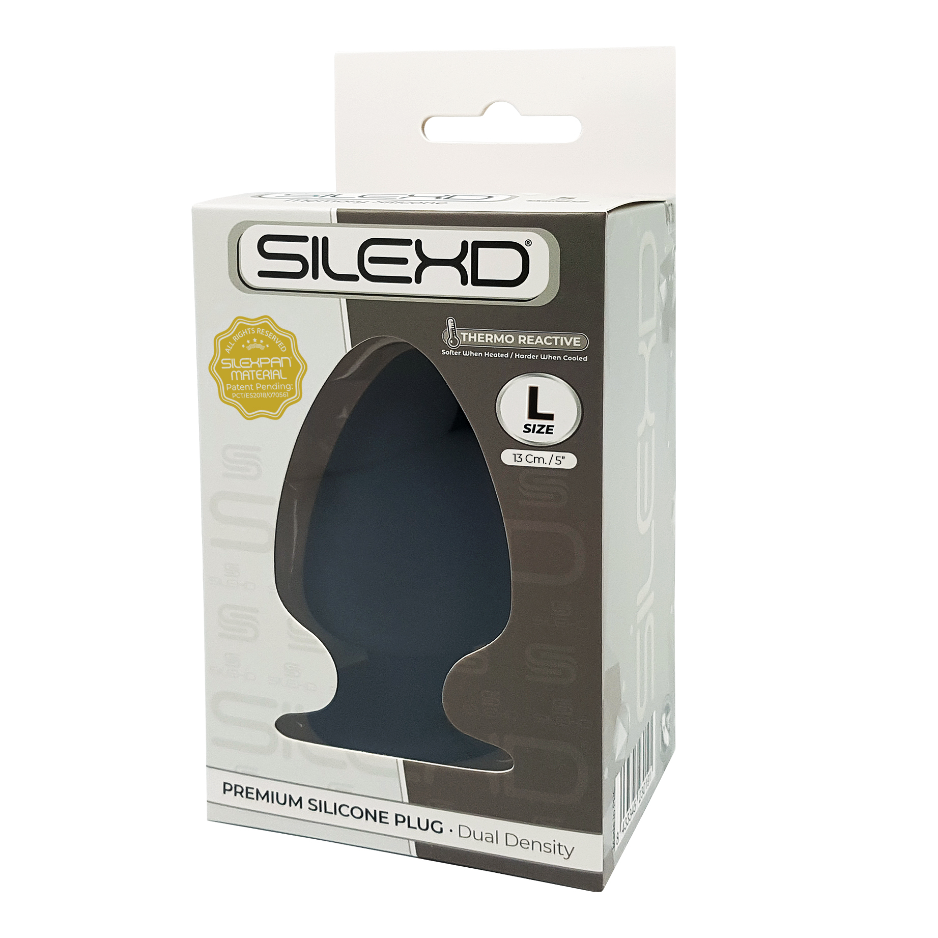 Cutia originala Silexd Premium Silicone Plug Dual Density, marime L, 13cm