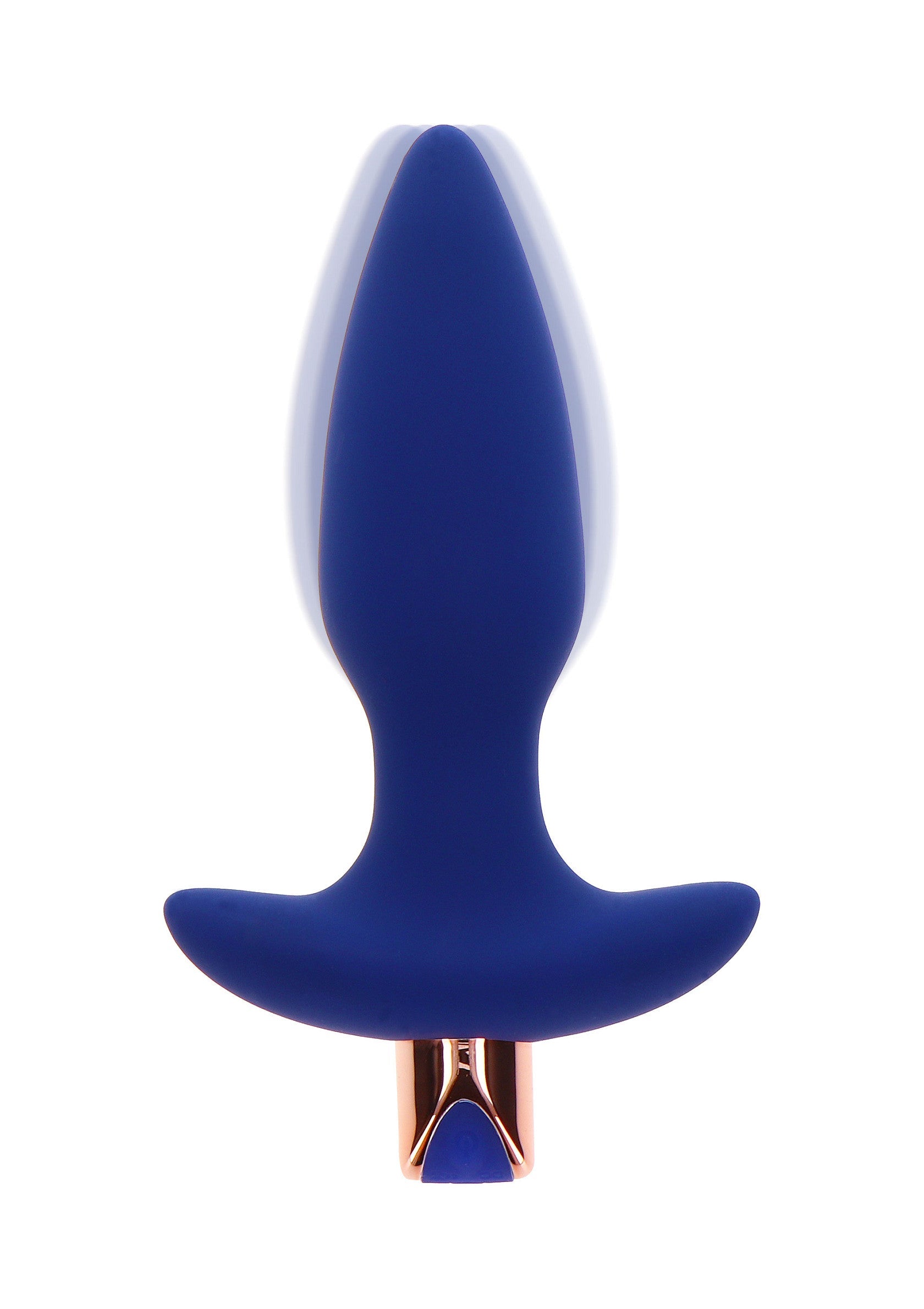 Dop anal vibrator cu telecomanda The Sparkle ToyJoy albastru, vedere completa cu baza in forma de aripi