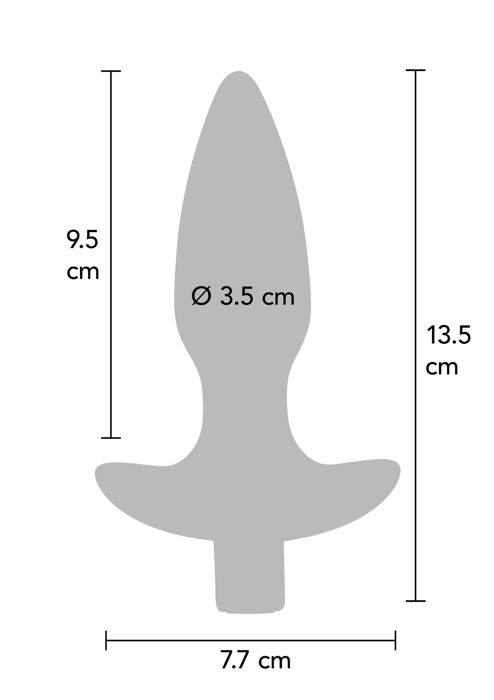 Dop anal vibrator The Sparkle ToyJoy albastru, infografic cu iconite de functii