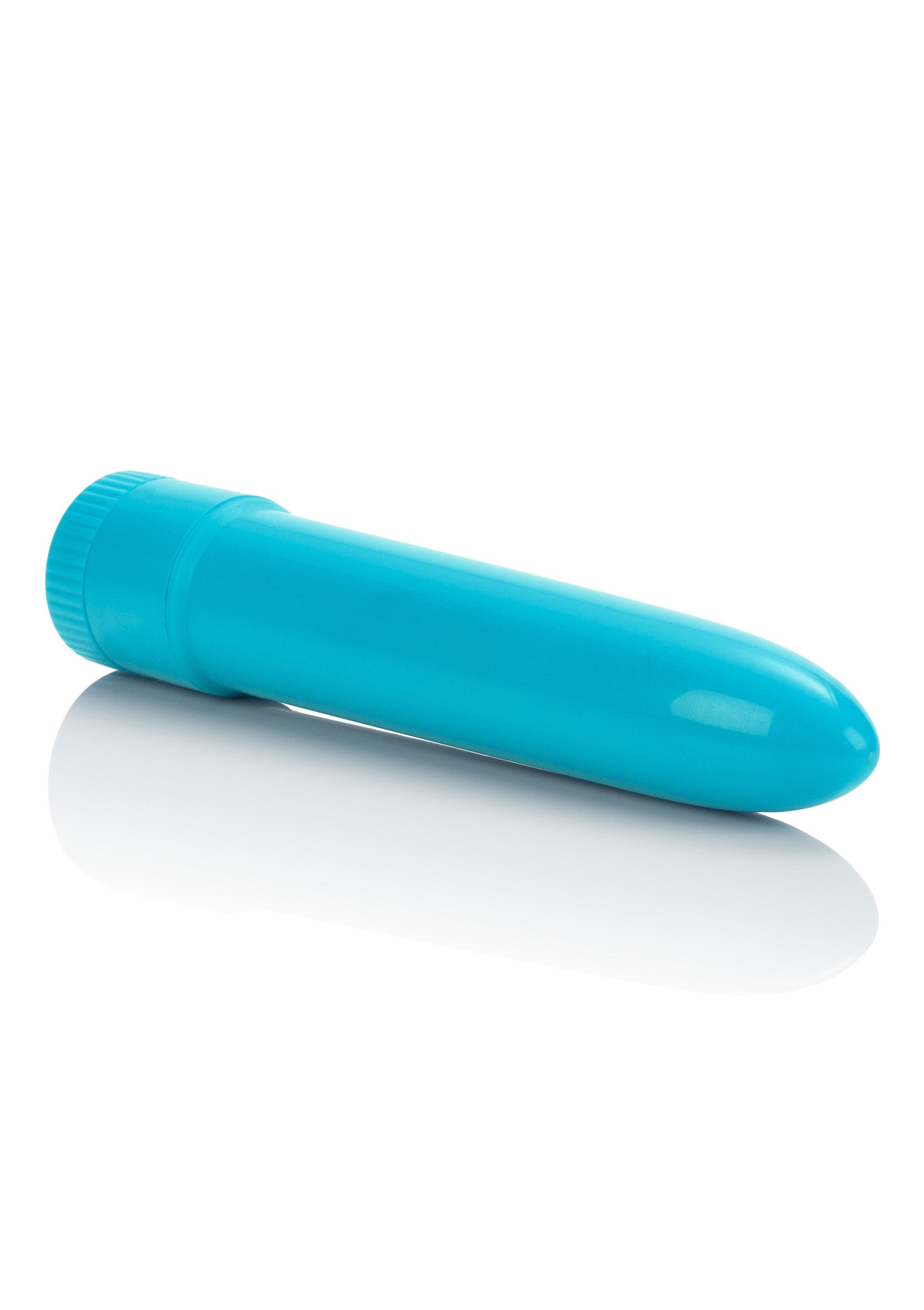 Vibrator clasic neon CalExotics albastru, detaliu baza cu rotire