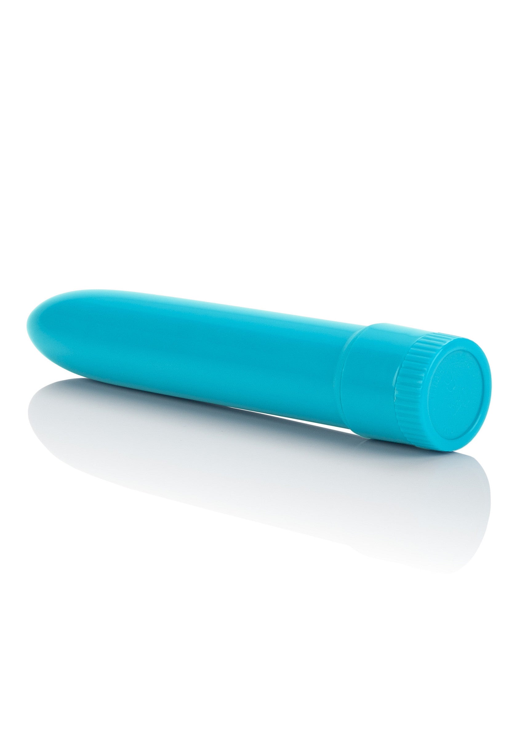 Vibrator clasic neon CalExotics albastru, dimensiuni comparative