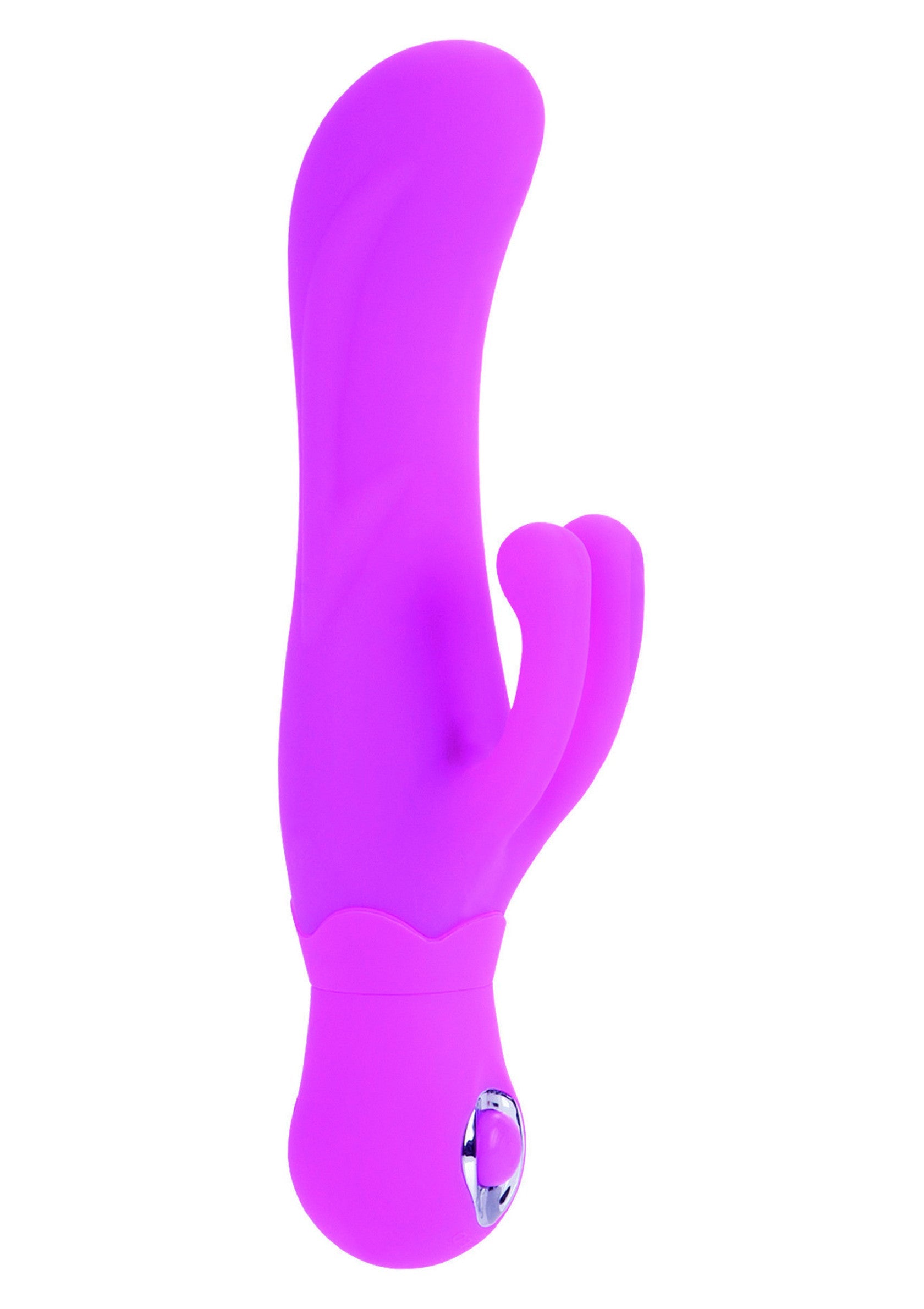 Vibrator rabbit Double Dancer Posh CalExotics roz, vedere completa cu urechi de iepuras