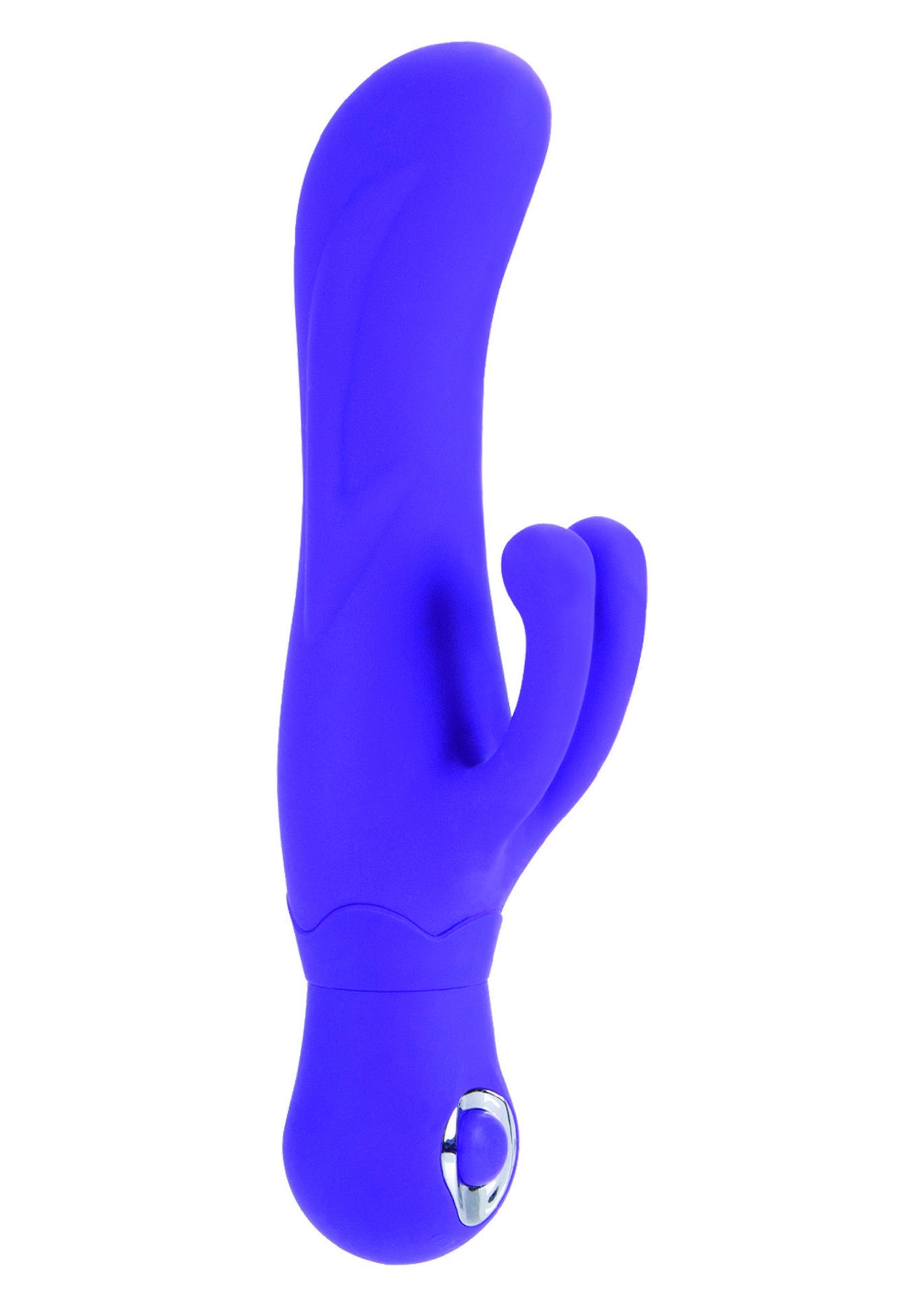 Vibrator rabbit Double Dancer Posh CalExotics mov, vedere completa cu urechi de iepuras