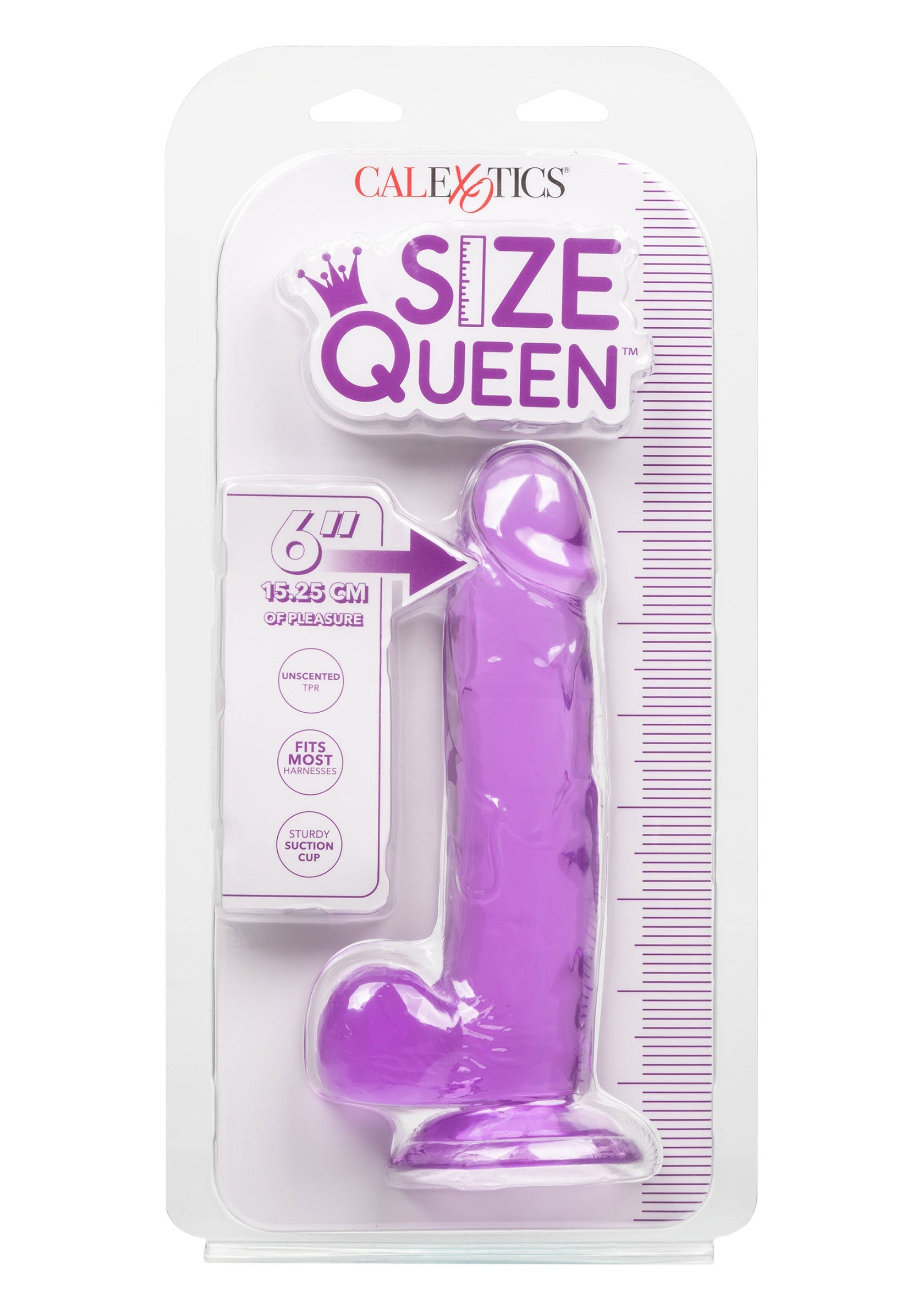 Dildo realistic cu ventuza Queen Size CalExotics mov, detaliu ventuza baza