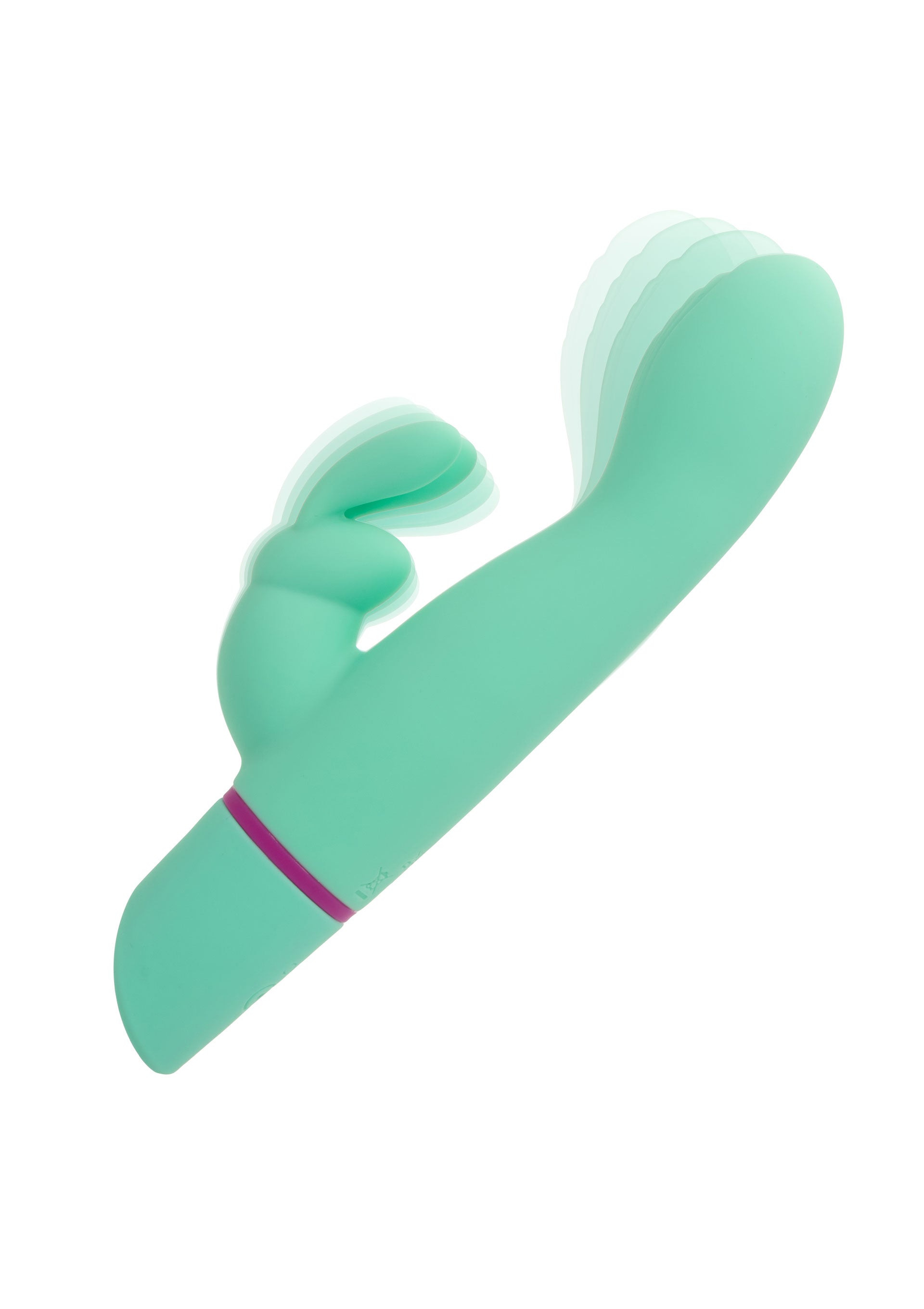 Vibrator rabbit cu balansare Rocking G Bunny CalExotics verde, detaliu urechi de iepuras