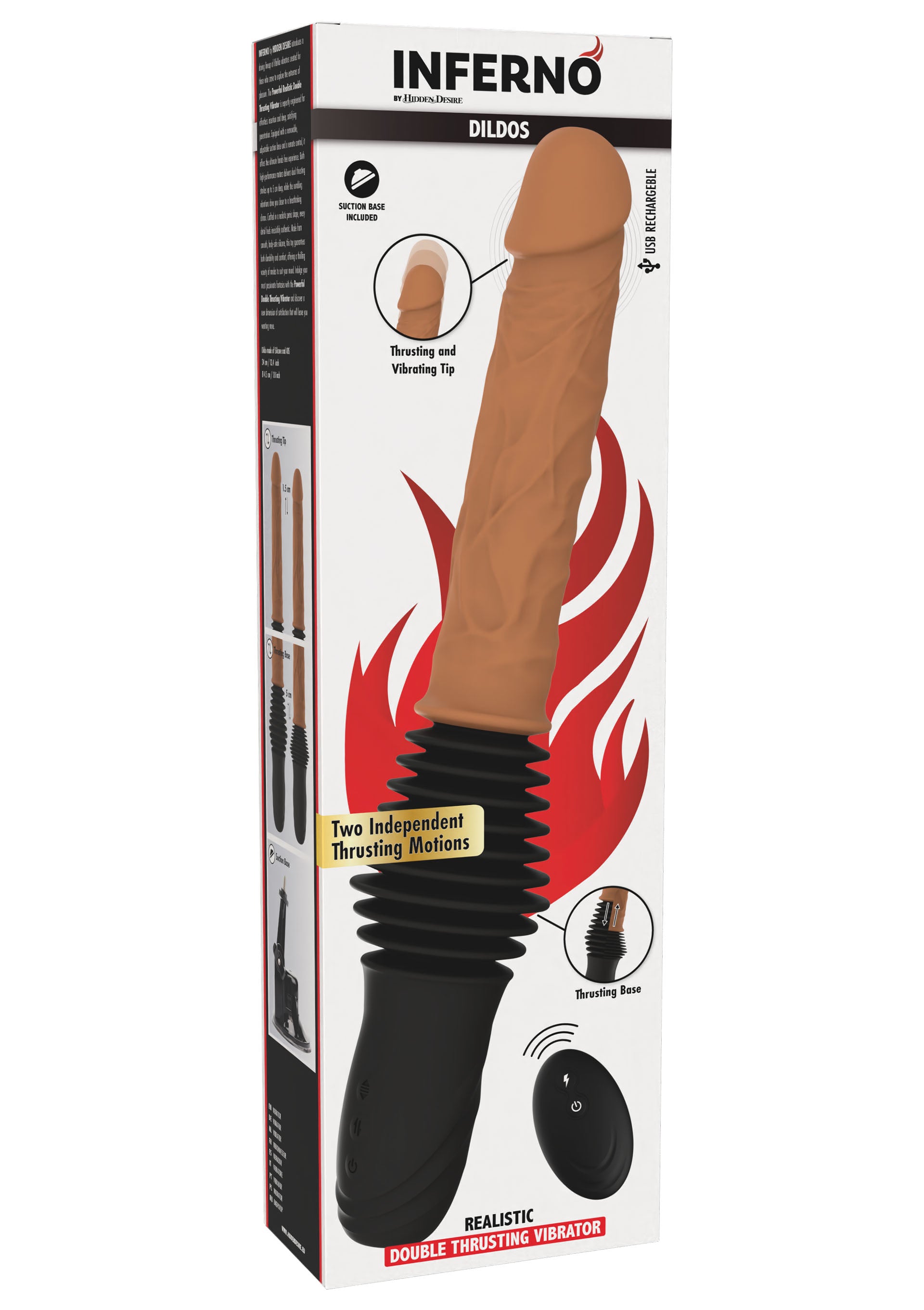Vibrator realist cu dubla impingere Inferno Hidden Desire natural, cutia originala Inferno Dildos